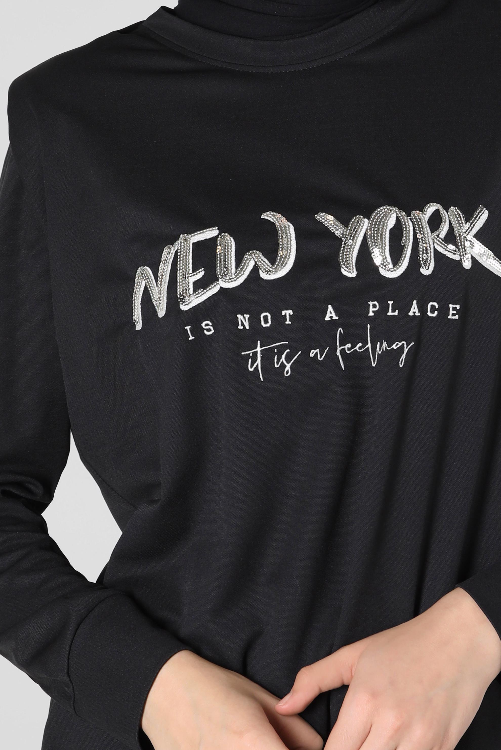 Vêtements hijab NOIR TUNIQUE DE SURVÊTEMENT MATELASSÉE IMPRIMÉ 42776