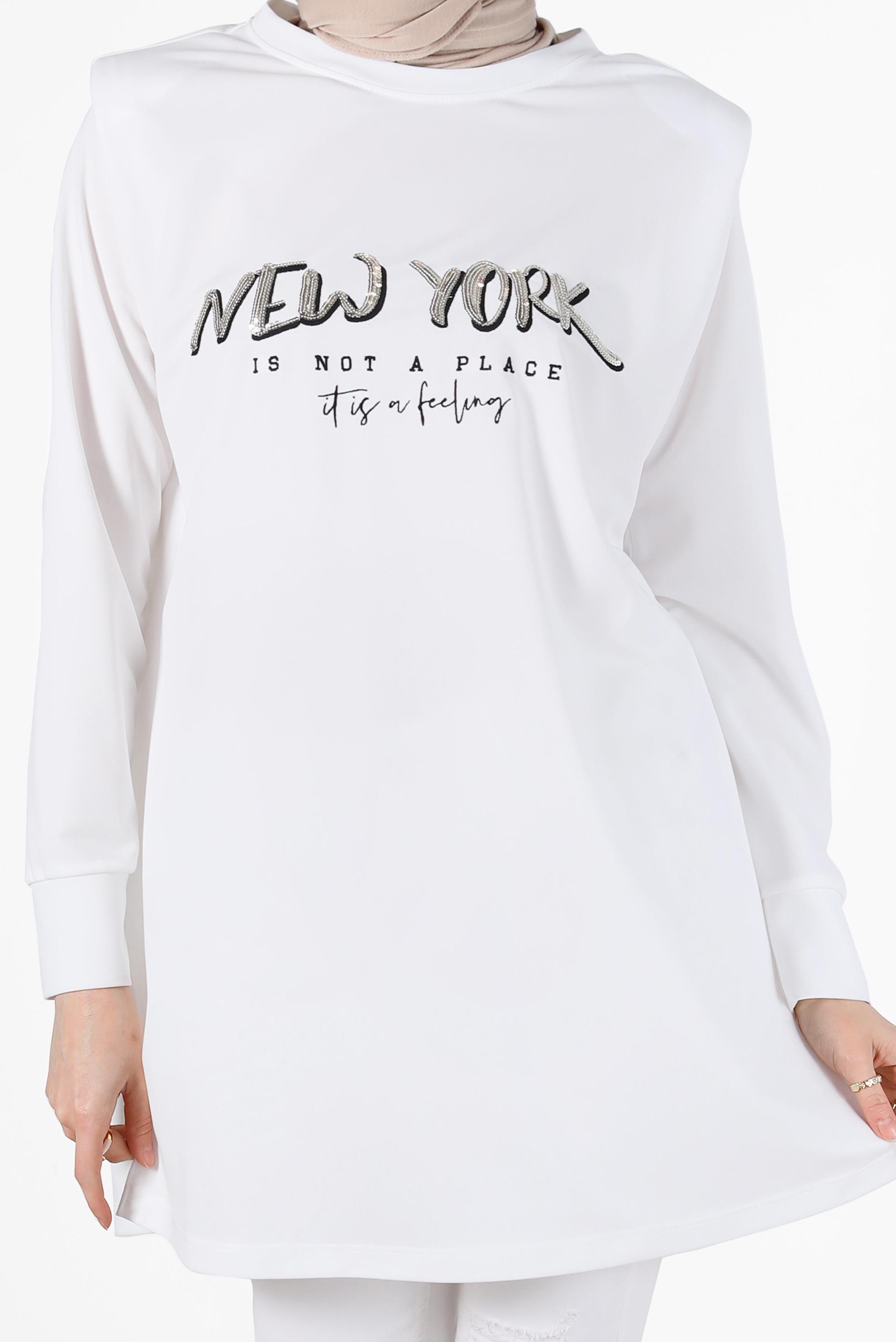 Vêtements hijab BLANC TUNIQUE DE SURVÊTEMENT MATELASSÉE IMPRIMÉ 42776