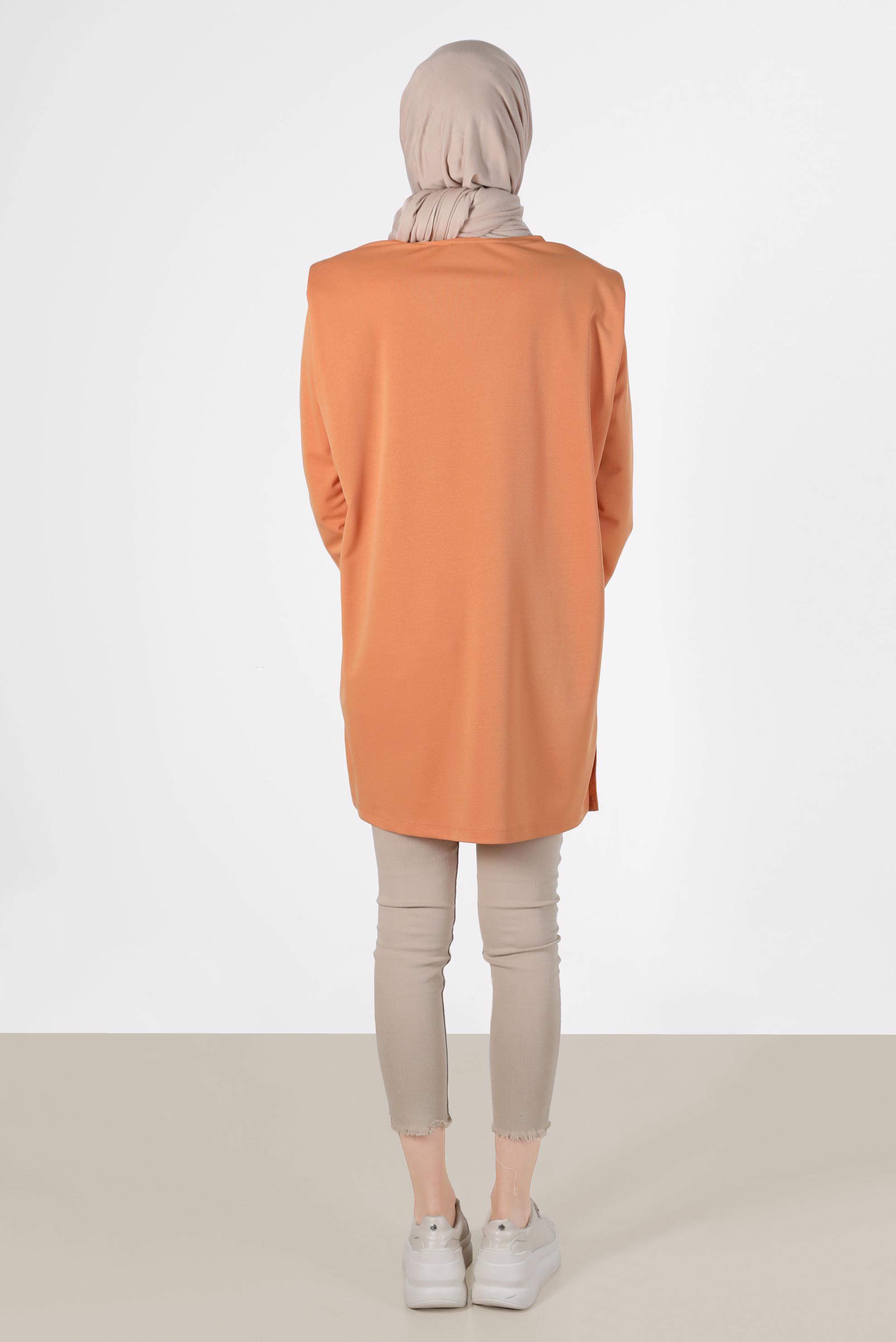 Tesettür giyim TURUNCU BASKILI VATKALI EŞOFMAN TUNİK 42776