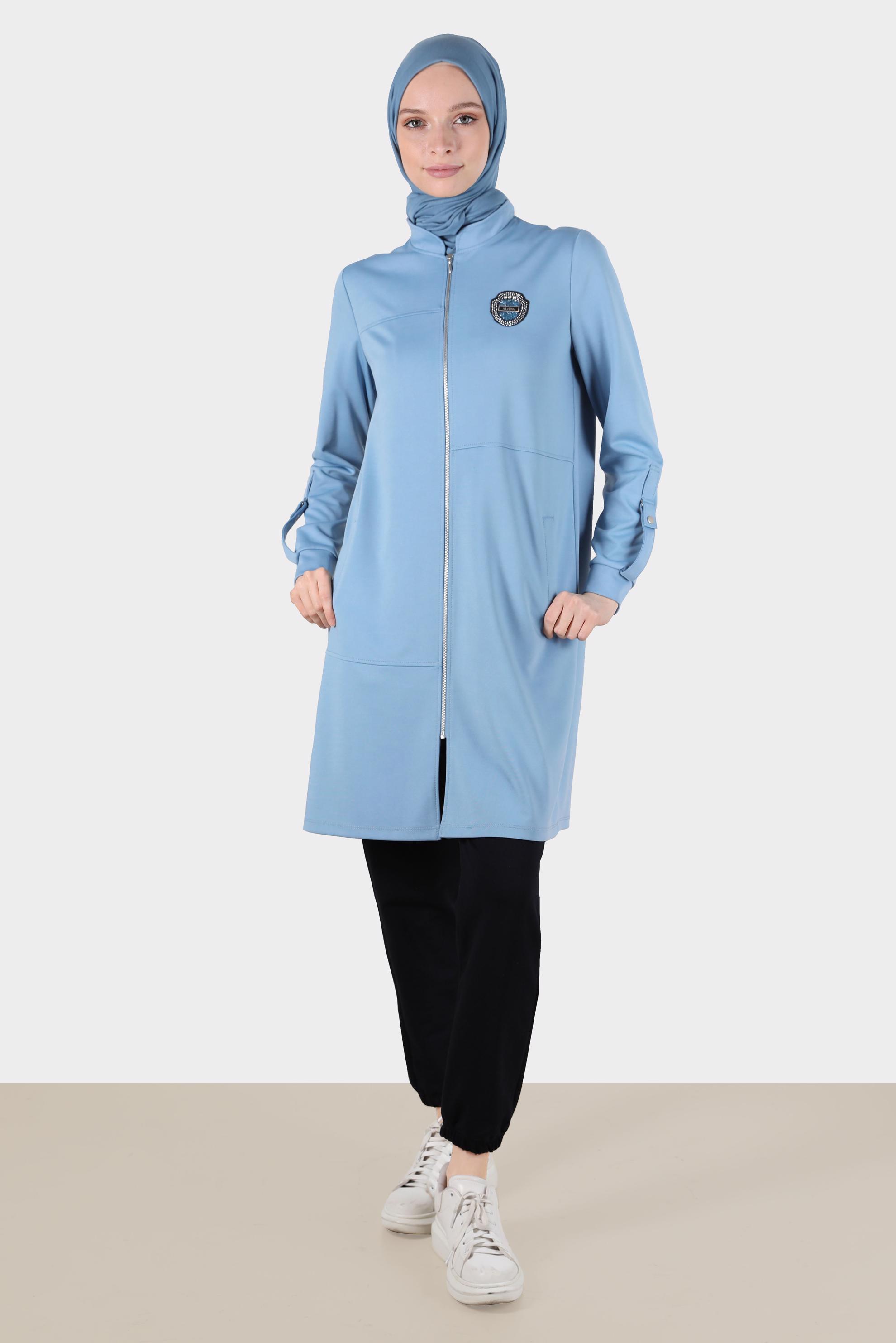 Hijab clothing BLUE CREST DETAIL ZIPPERED TRACKSUIT TUNIC 42851 