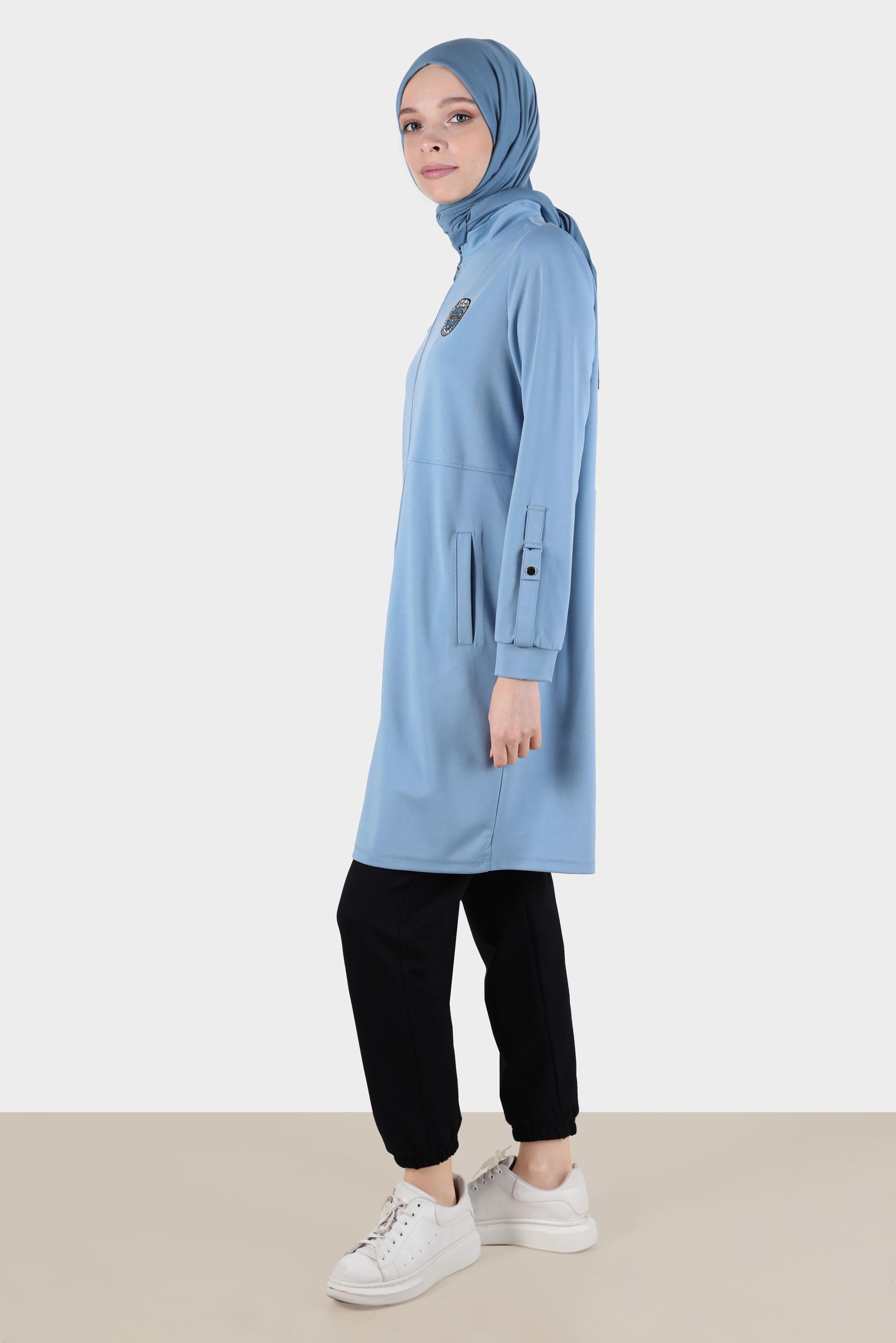 Hijab clothing BLUE CREST DETAIL ZIPPERED TRACKSUIT TUNIC 42851 
