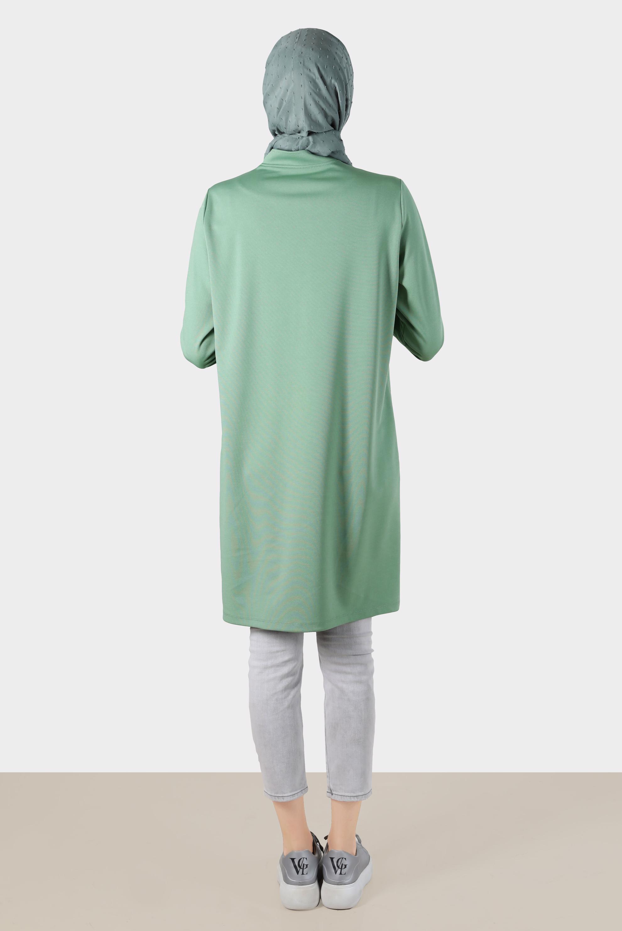 Tesettür giyim YEŞİL ARMA DETAYLI FERMUARLI EŞOFMAN TUNİK 42851 