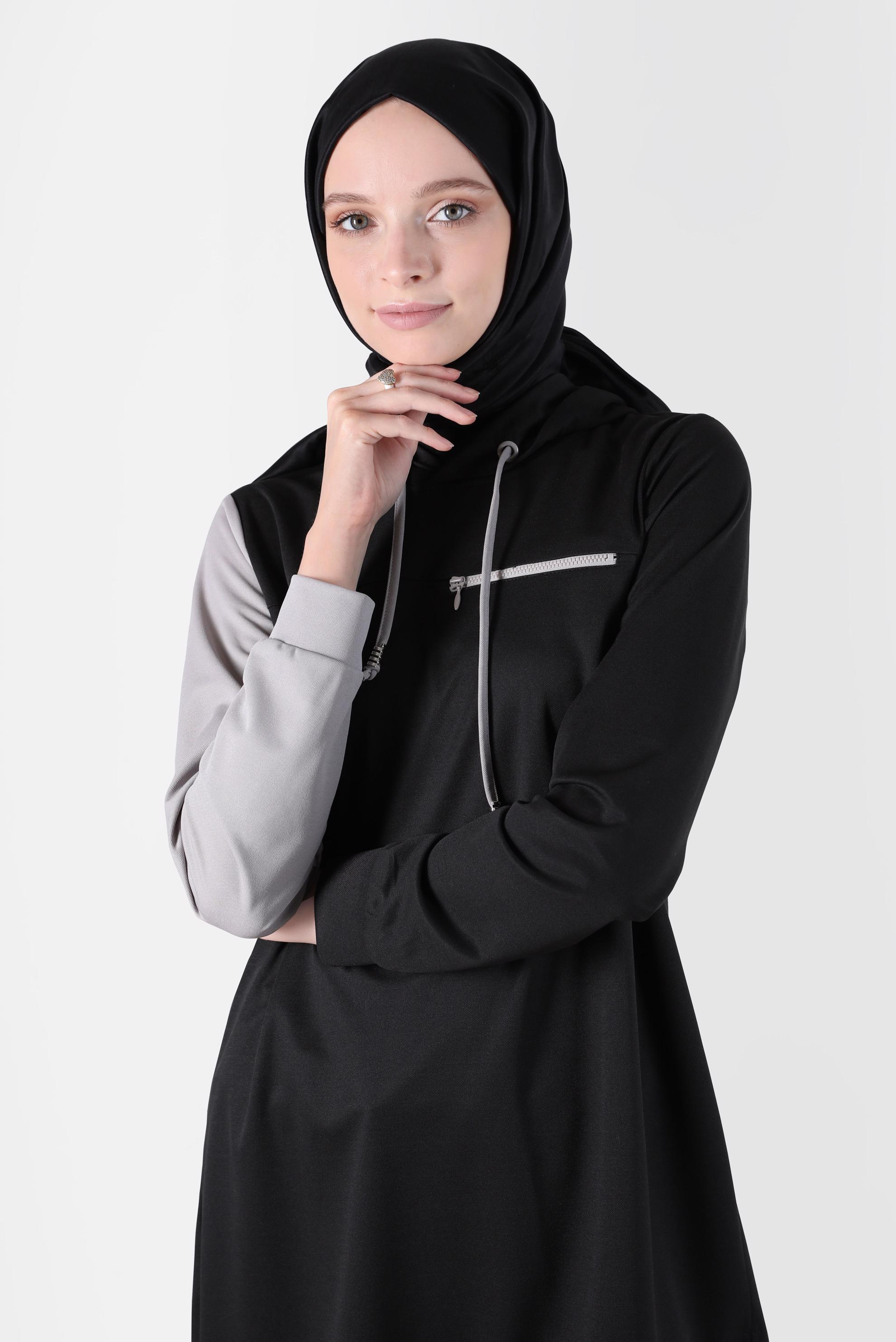 Vêtements hijab NOIR TUNIQUE DE SURVÊTEMENT À CAPUCHE 2 COULEURS 42852