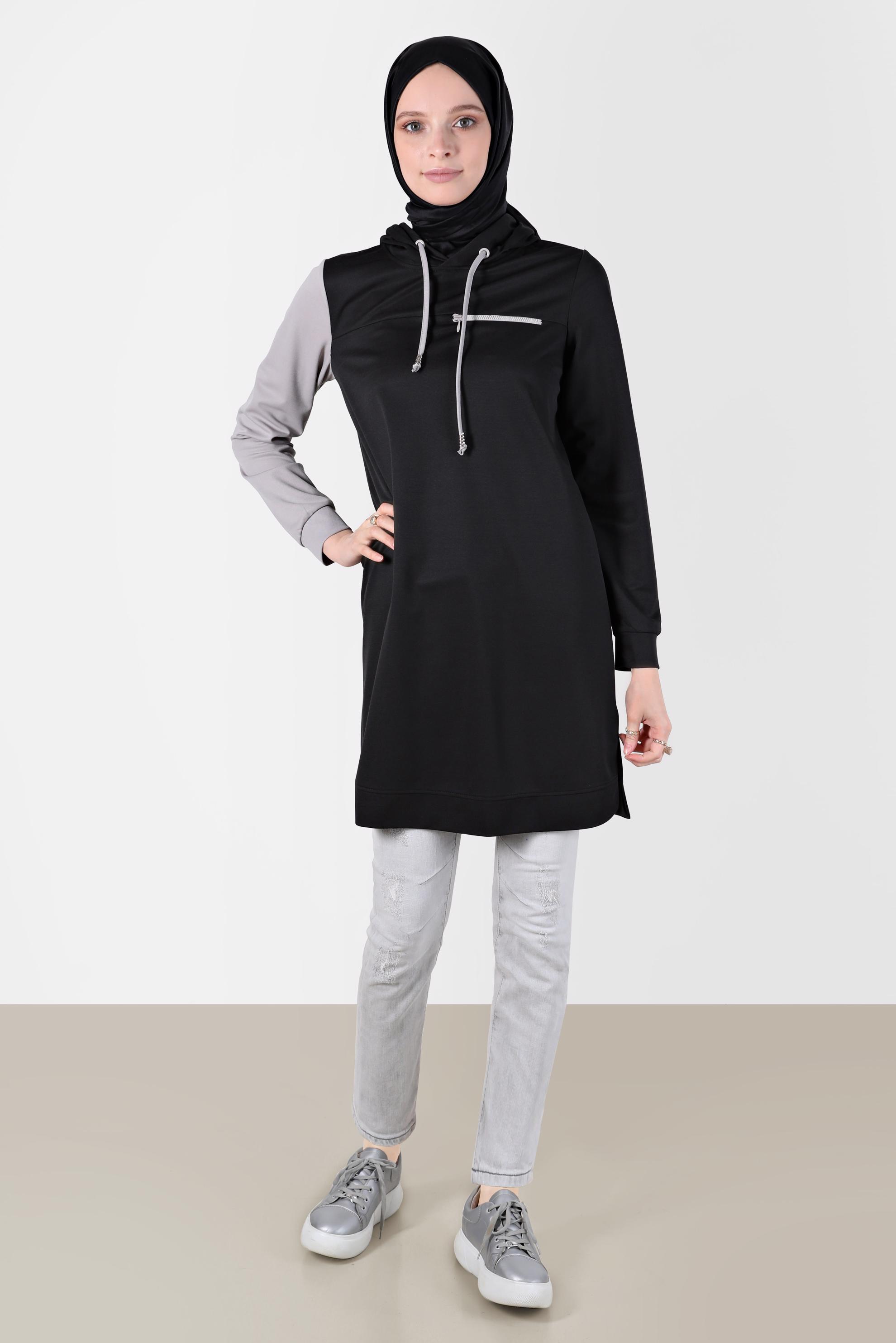 Vêtements hijab NOIR TUNIQUE DE SURVÊTEMENT À CAPUCHE 2 COULEURS 42852