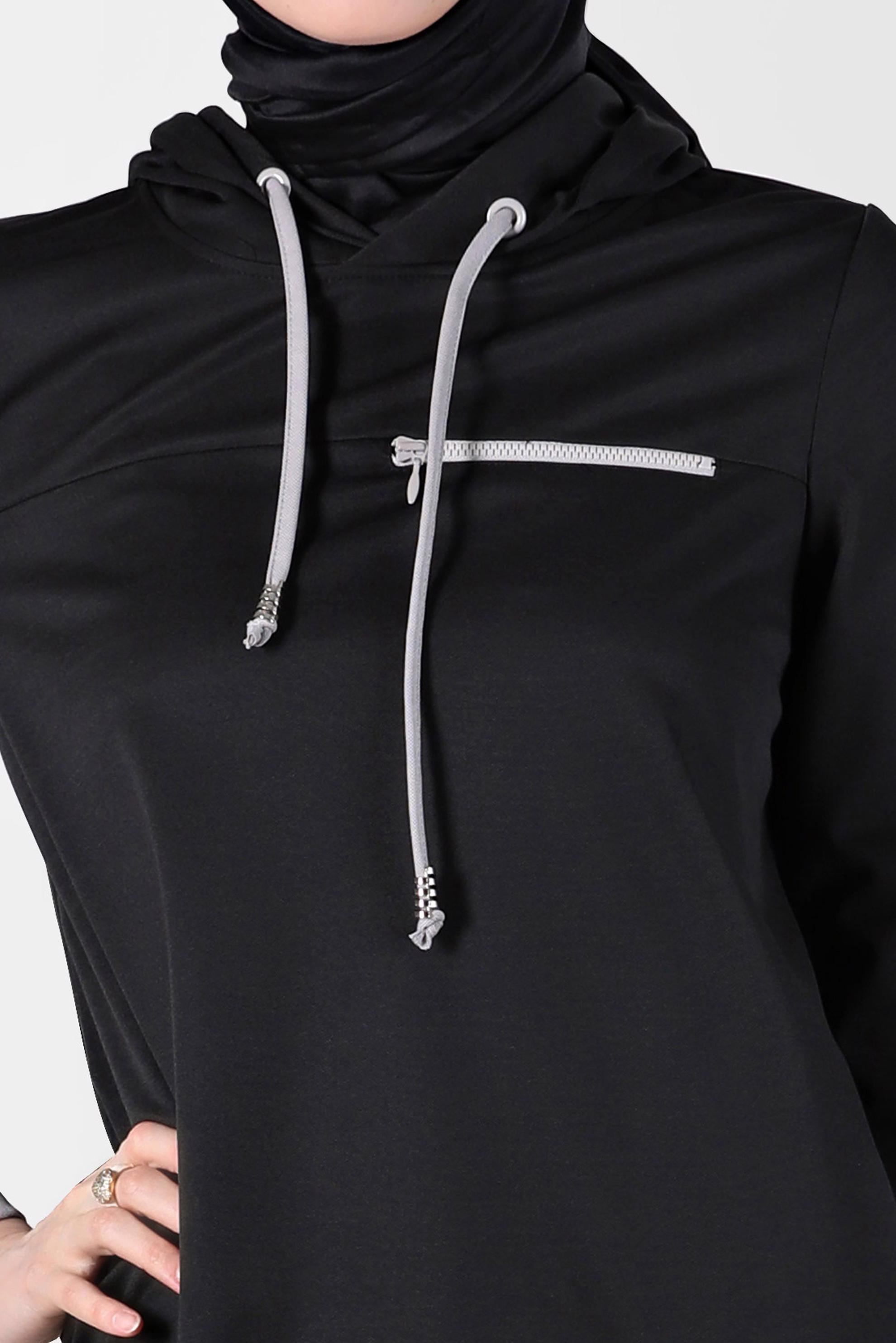 Vêtements hijab NOIR TUNIQUE DE SURVÊTEMENT À CAPUCHE 2 COULEURS 42852