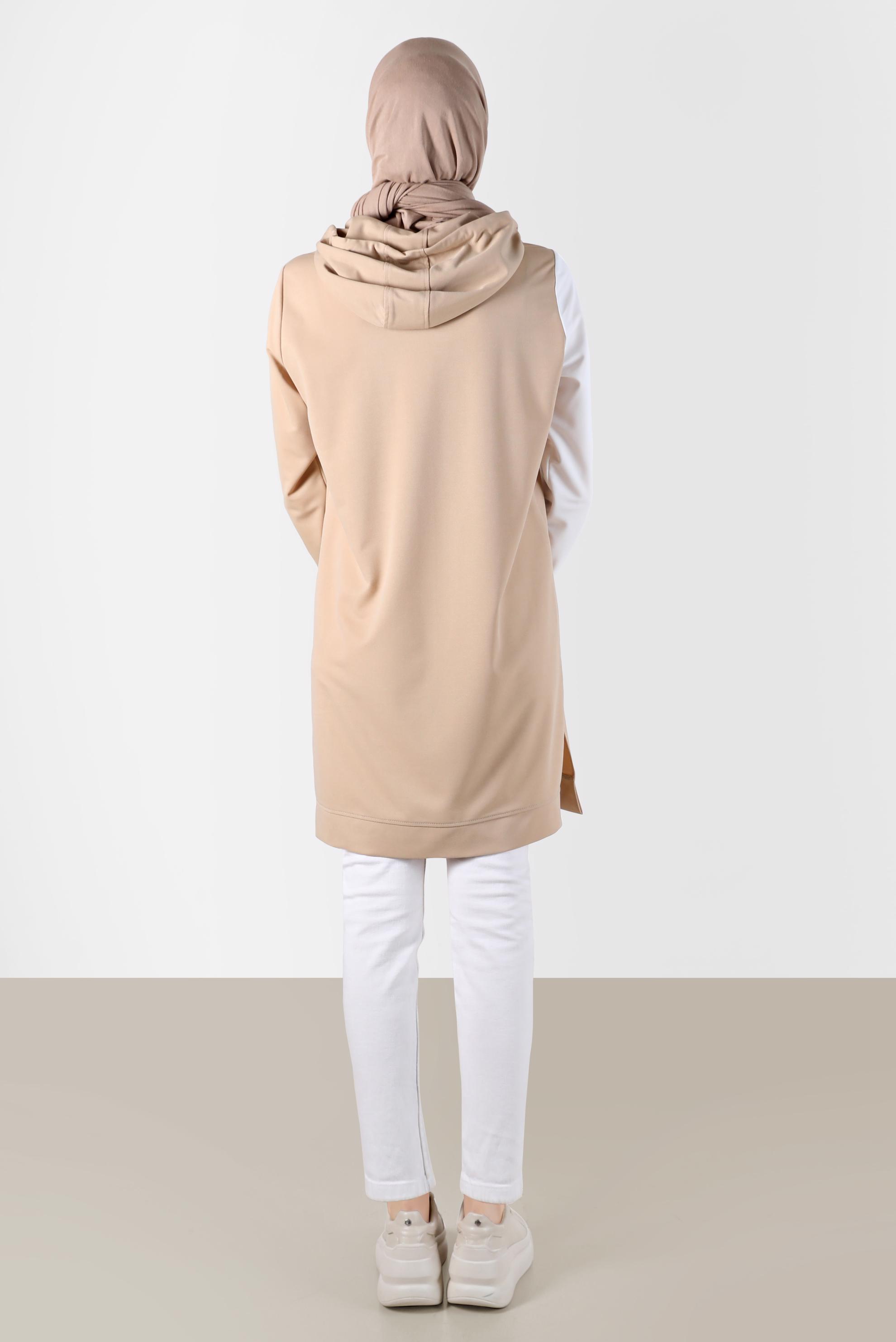 Vêtements hijab BEIGE TUNIQUE DE SURVÊTEMENT À CAPUCHE 2 COULEURS 42852
