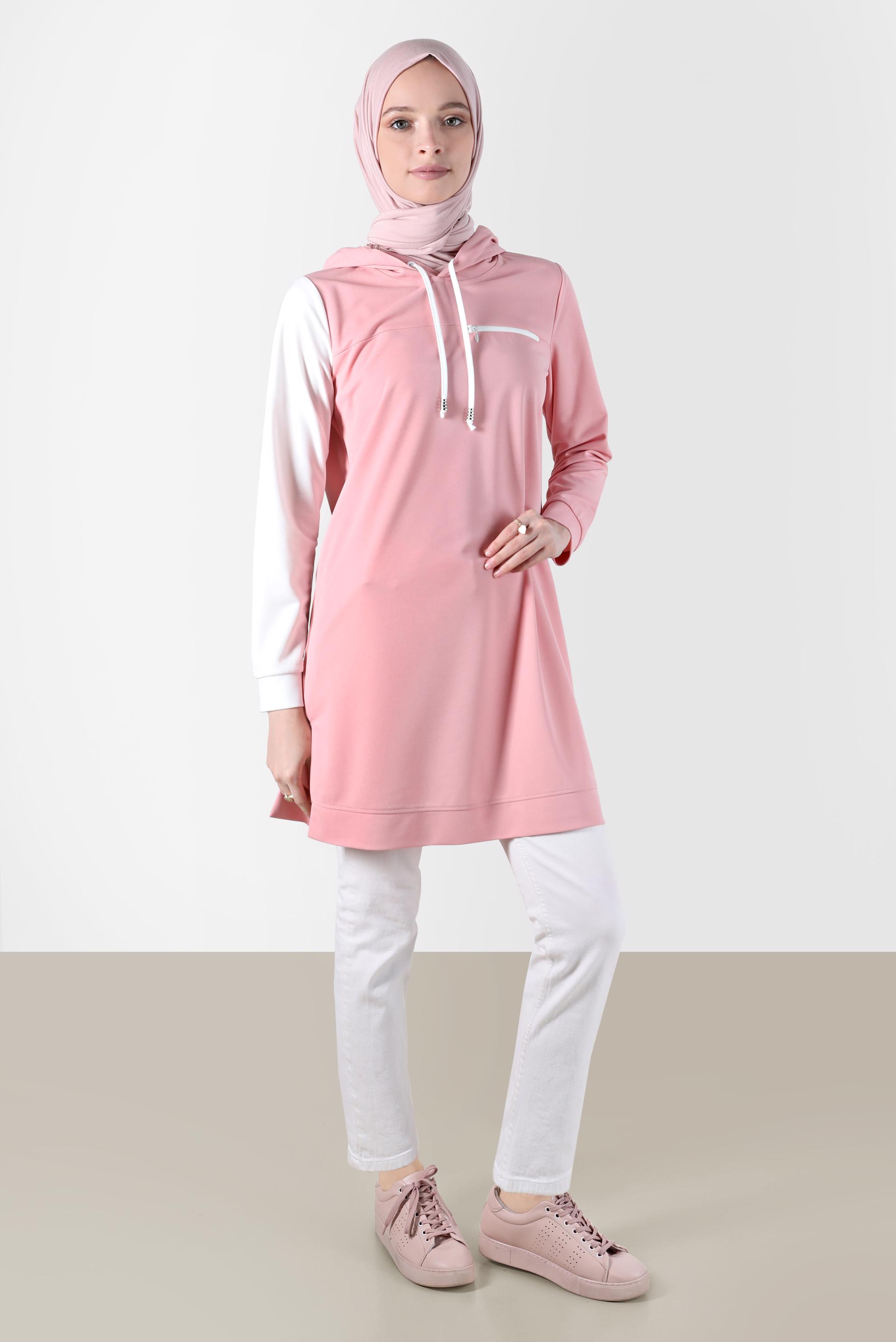 Vêtements hijab POUDRE TUNIQUE DE SURVÊTEMENT À CAPUCHE 2 COULEURS 42852