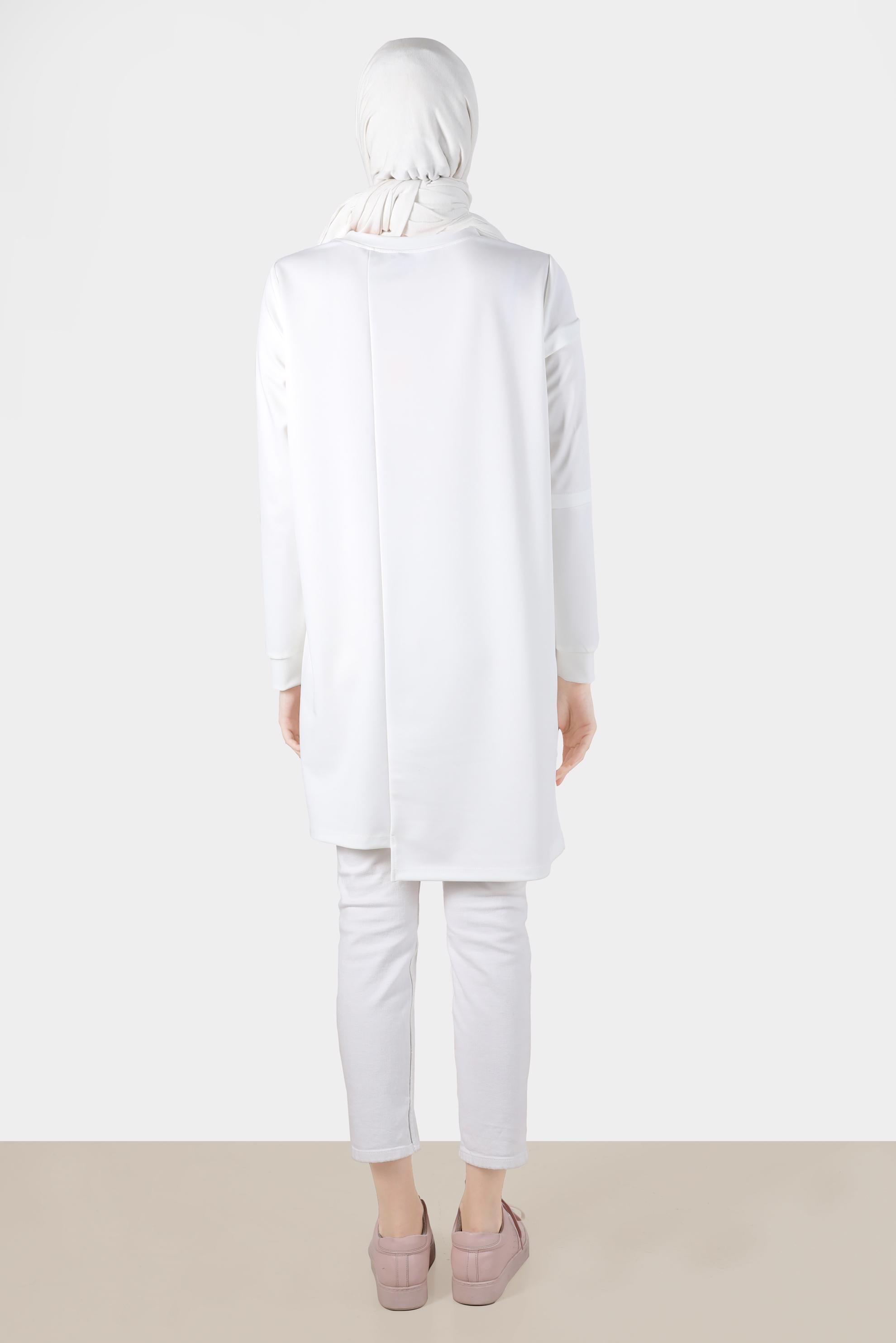 Tesettür giyim BEYAZ CEP DETAYLI EŞOFMAN TUNİK 42853 