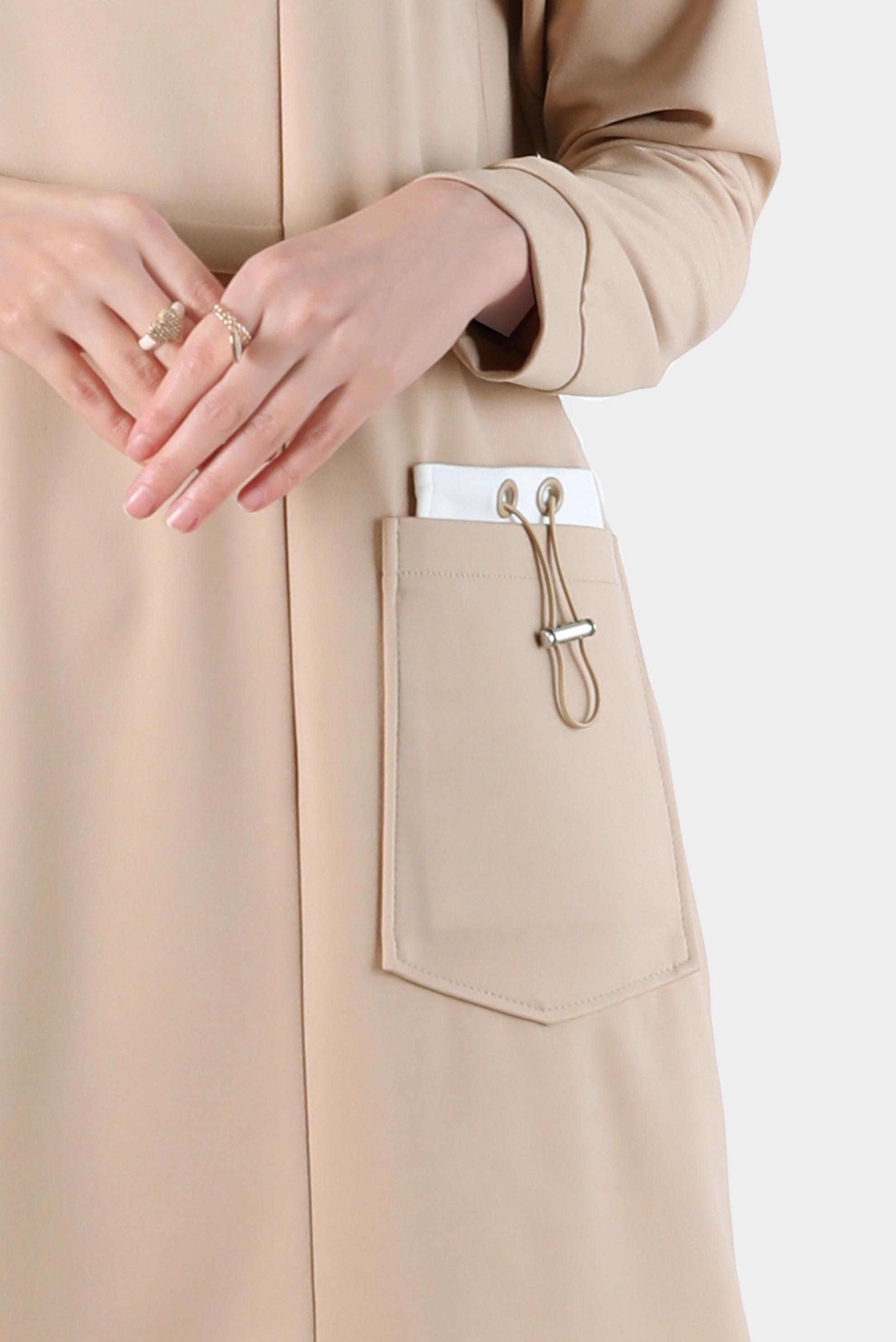 Tesettür giyim BEJ CEP DETAYLI EŞOFMAN TUNİK 42853 