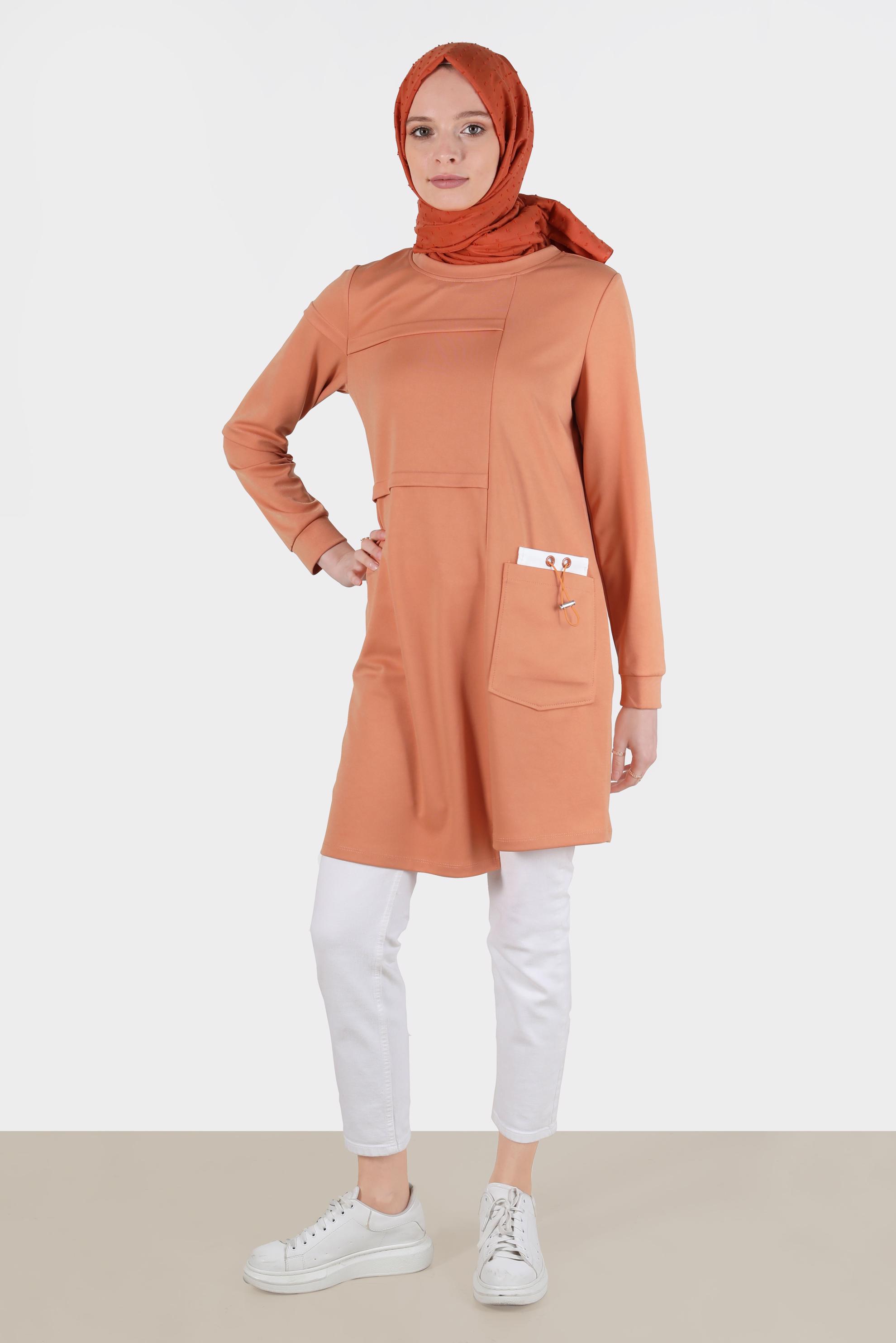 Vêtements hijab ORANGE TUNIQUE DE SURVÊTEMENT DÉTAIL POCHE 42853