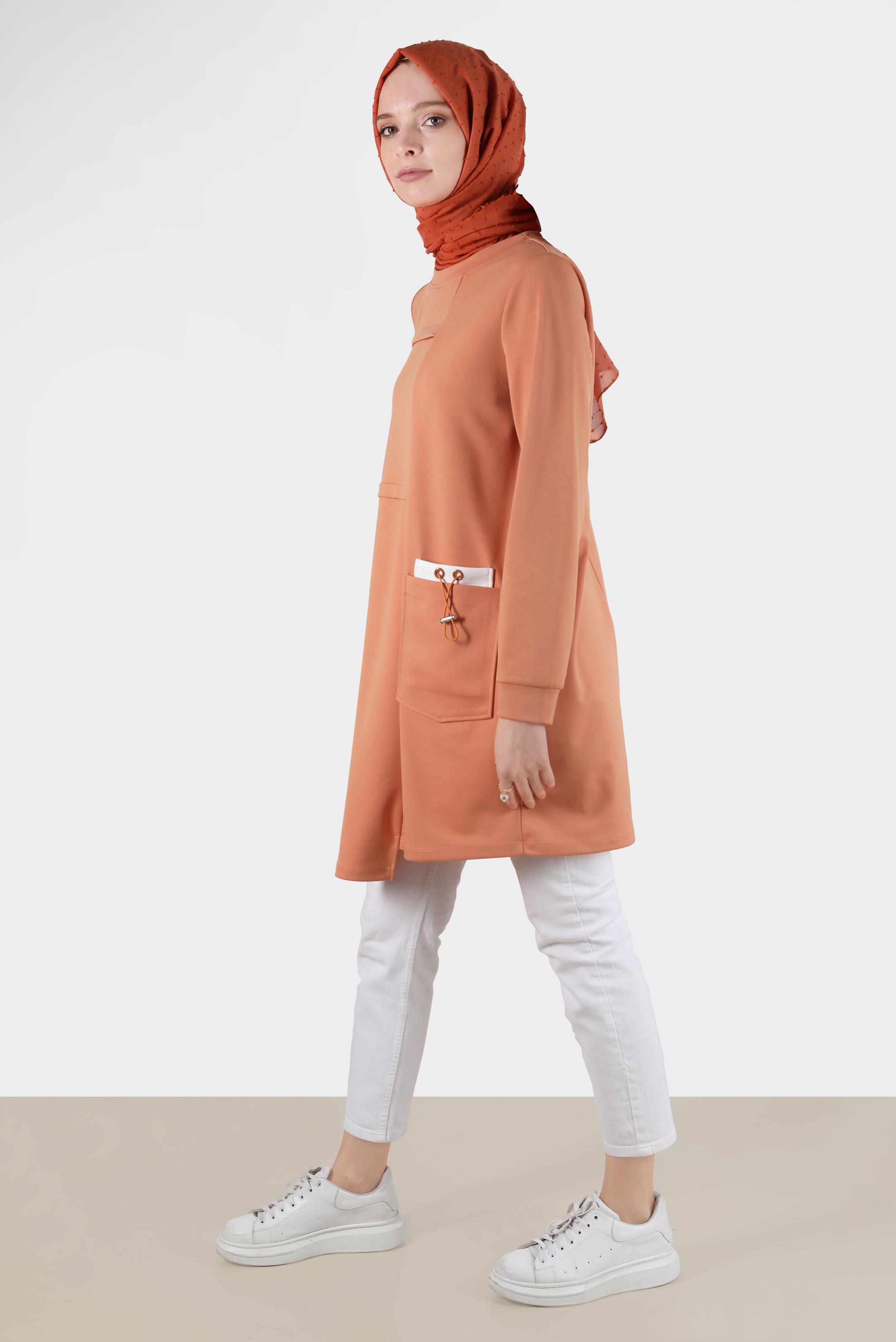 Vêtements hijab ORANGE TUNIQUE DE SURVÊTEMENT DÉTAIL POCHE 42853