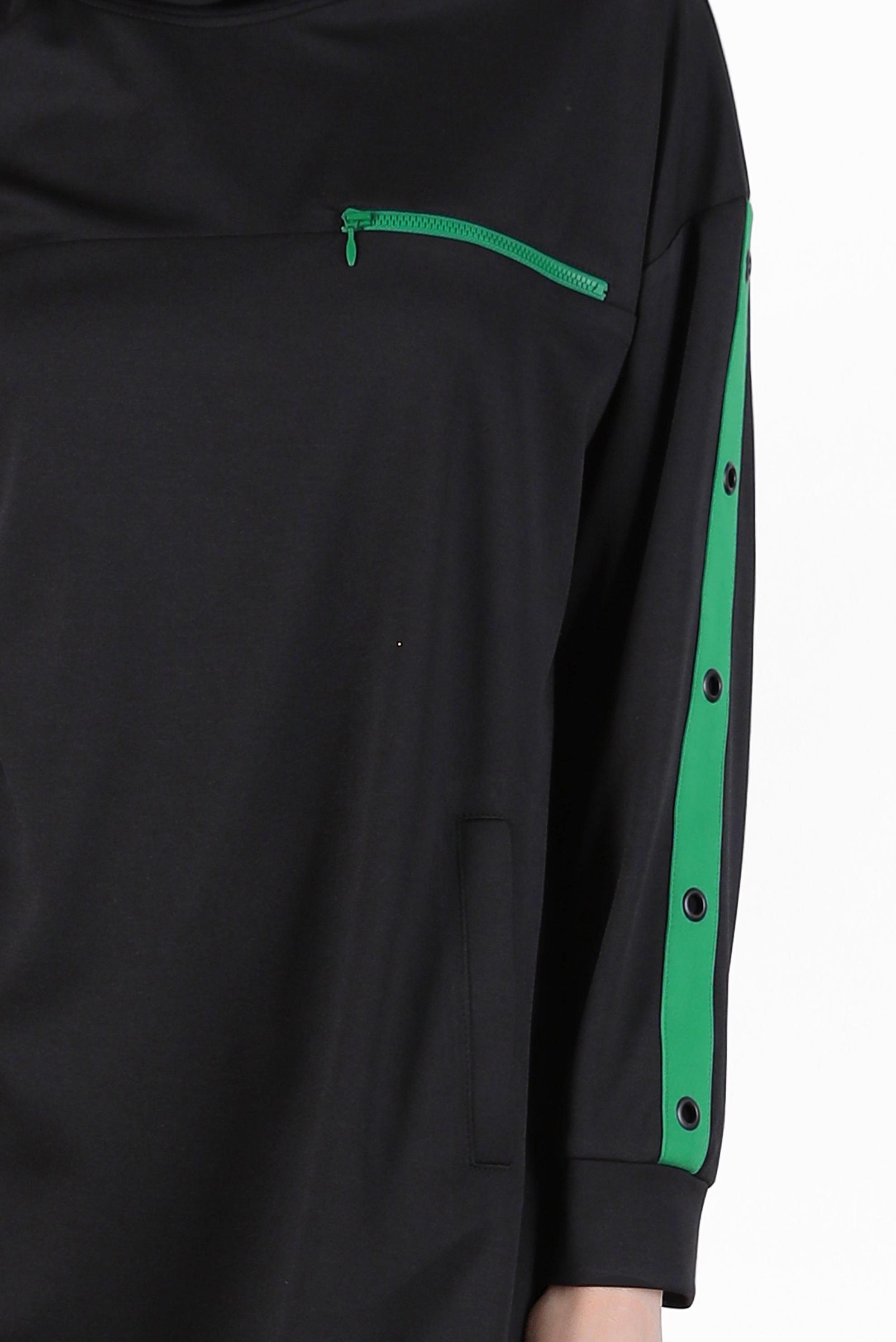 Tesettür giyim SİYAH KUŞGÖZÜ DETAYLI CEPLİ EŞOFMAN TUNİK 42854