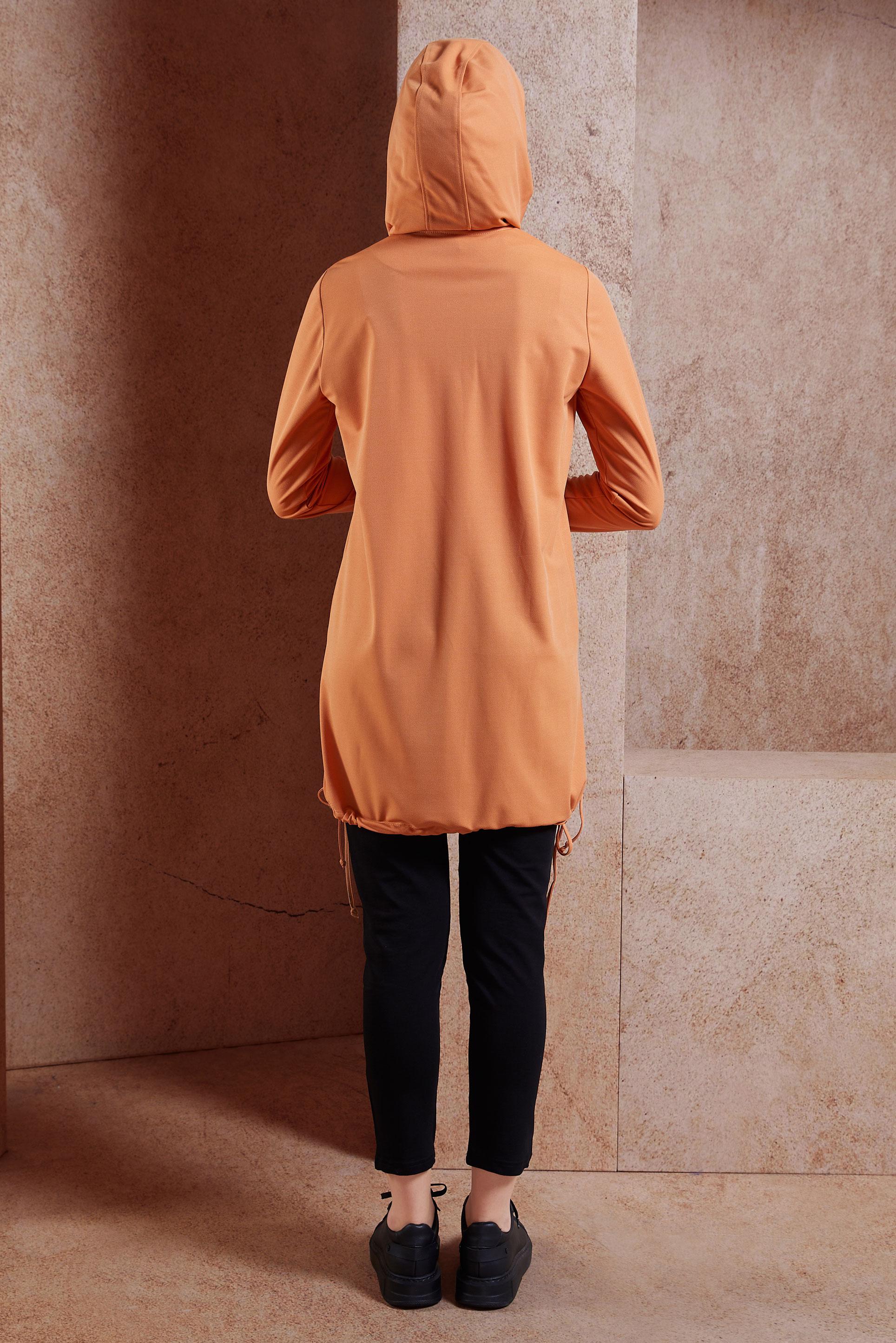 Tesettür giyim TURUNCU KAPÜŞONLU EŞOFMAN TUNİK 42855
