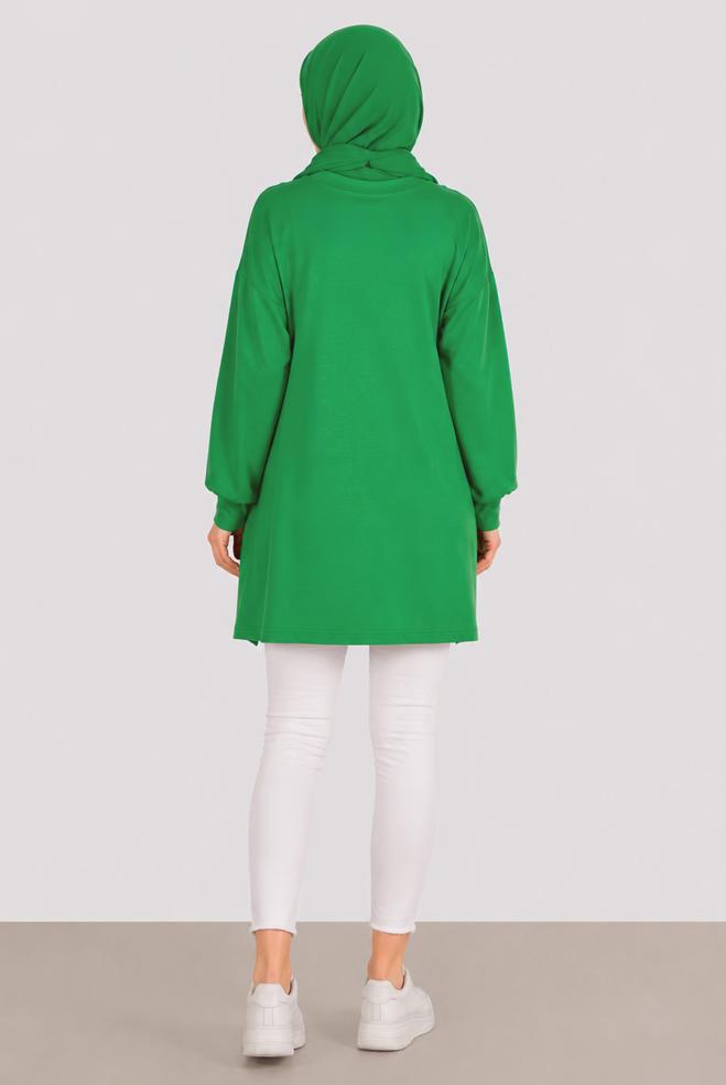 Vêtements hijab BEIGE TUNIQUE DE SURVÊTEMENT IMPRIMÉ 42856 - ALVİNA