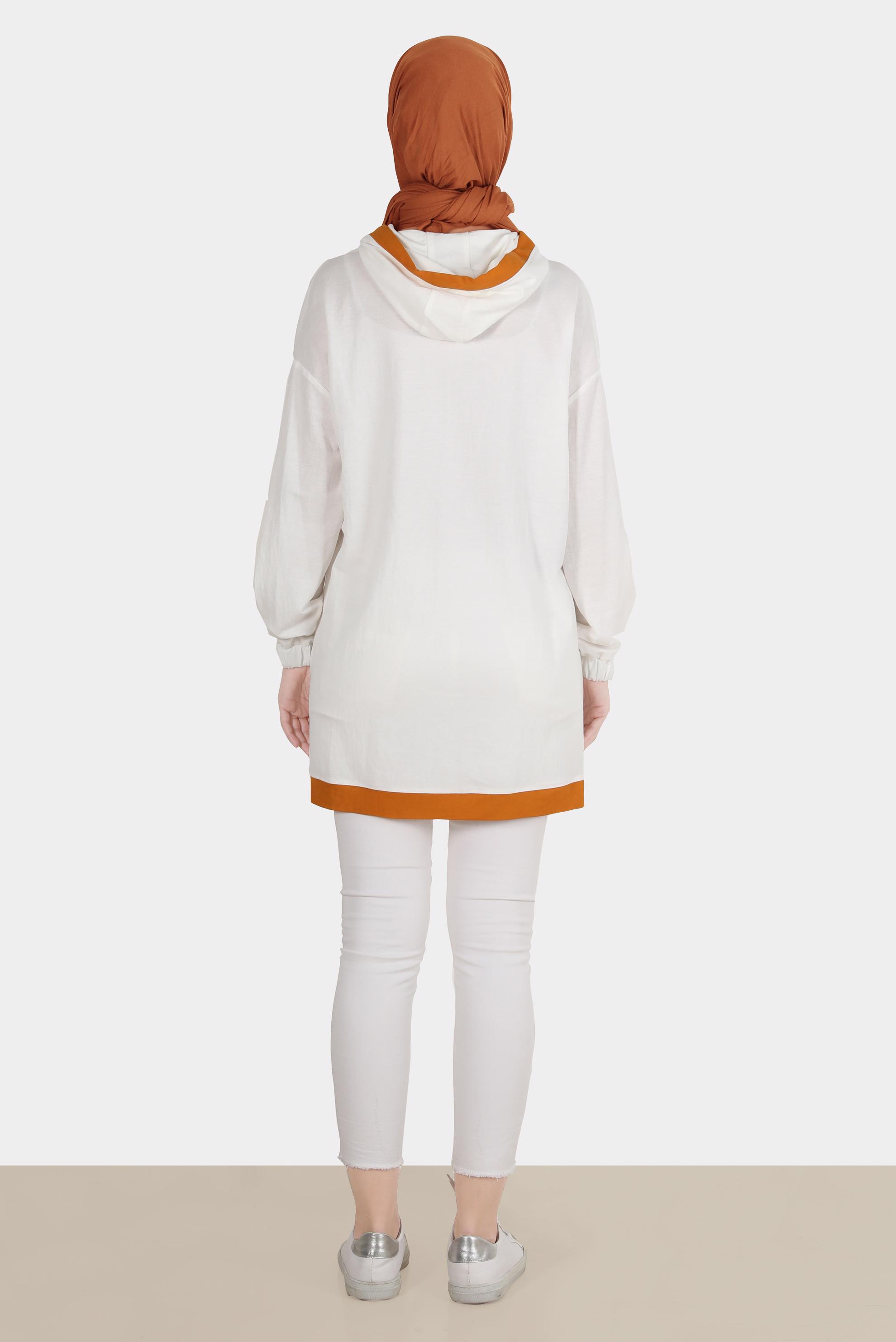 Vêtements hijab BEIGE TUNIQUE DE SURVÊTEMENT IMPRIMÉ À CAPUCHE 42900