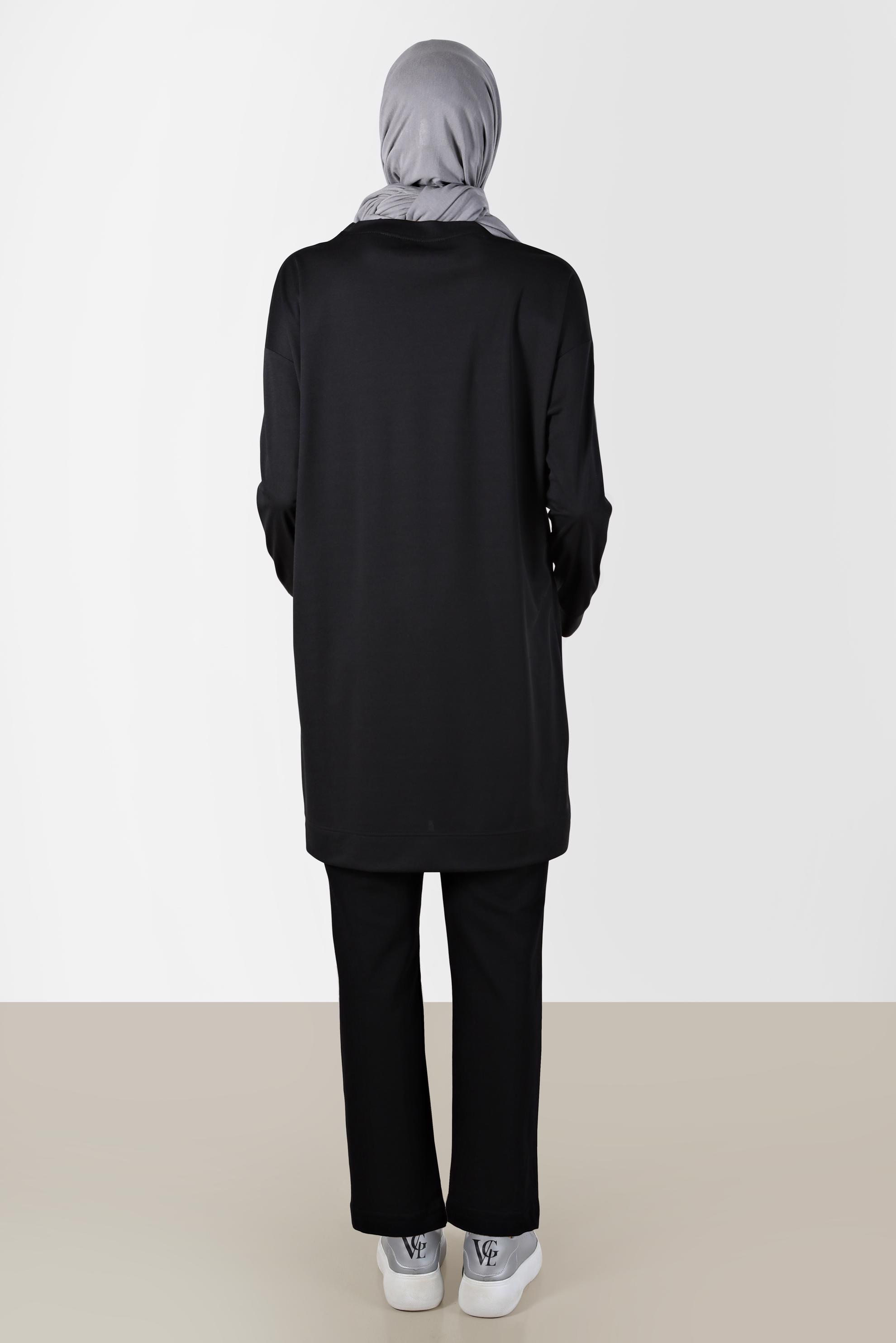 Hijab clothing BLACK ELASTIC WAIST TRACKSUIT PANTS 70396 