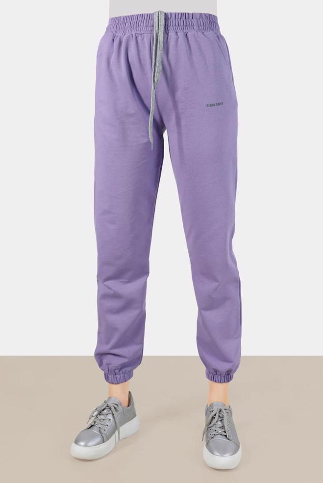 Vêtements hijab POURPRE PANTALON DE SURVÊTEMENT AVEC POIGNETS ÉLASTIQUE 70397 - ALVİNA
