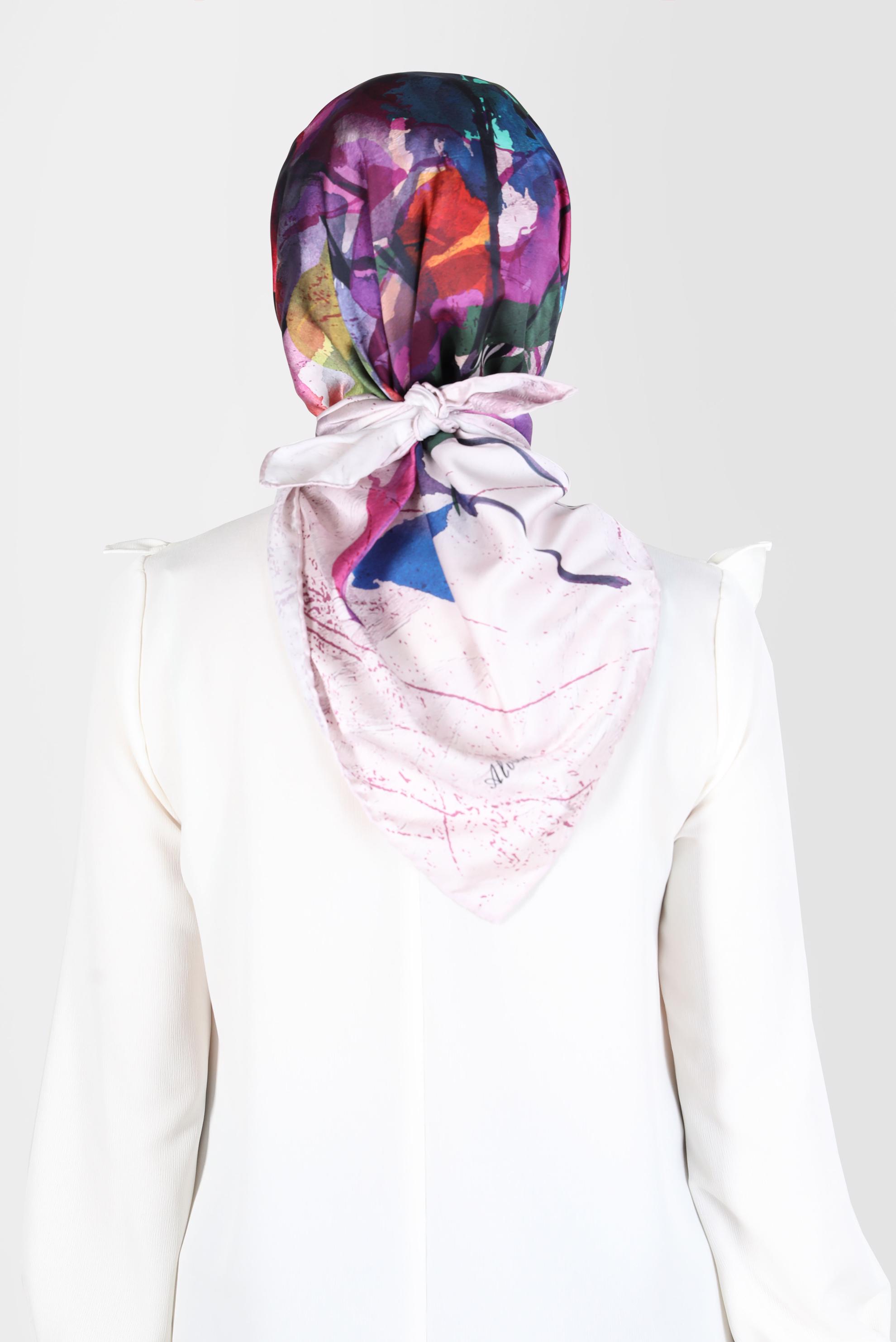 Tesettür giyim MOR ALVİNA DİJİTAL SURA EŞARP 8118 