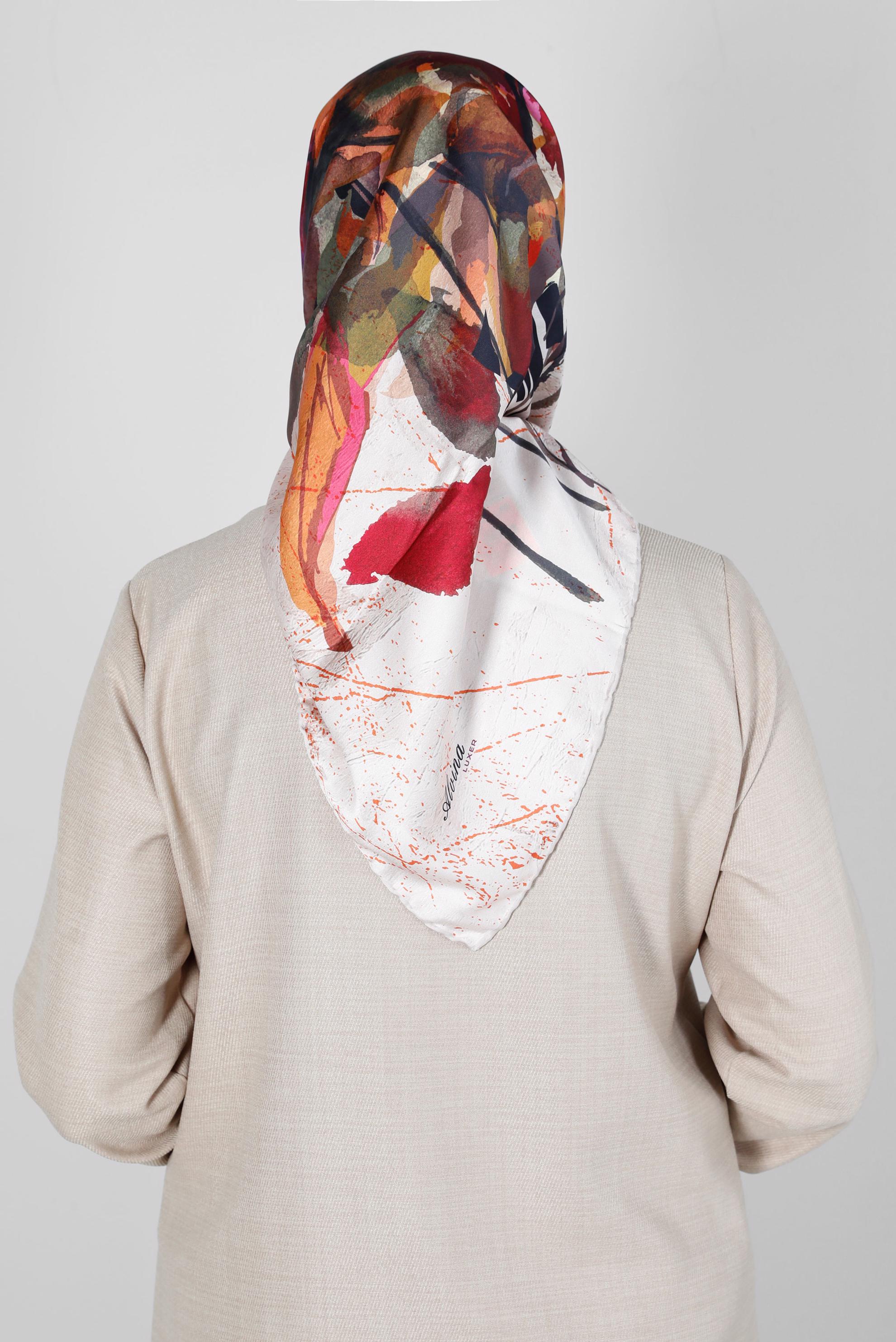 Tesettür giyim TURUNCU ALVİNA DİJİTAL SURA EŞARP 8118 