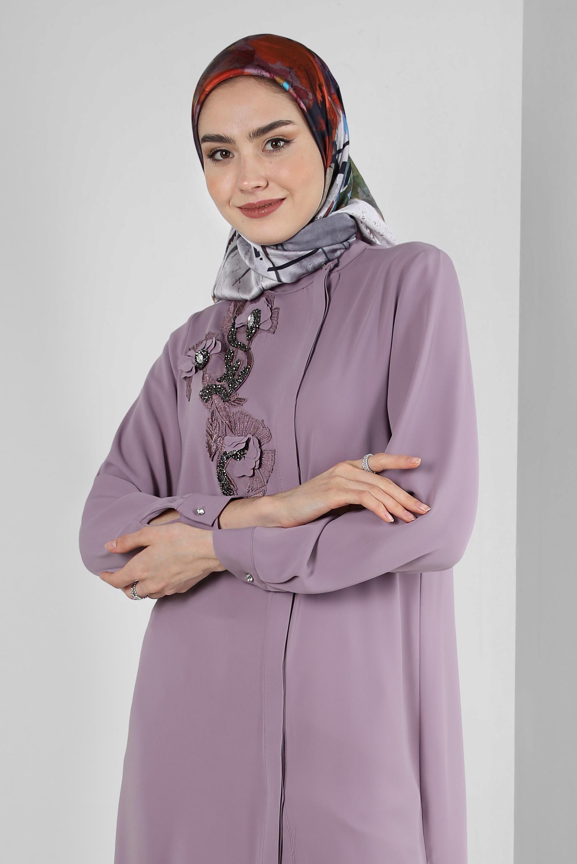 Tesettür giyim VİZON ALVİNA DİJİTAL SURA EŞARP 8118 