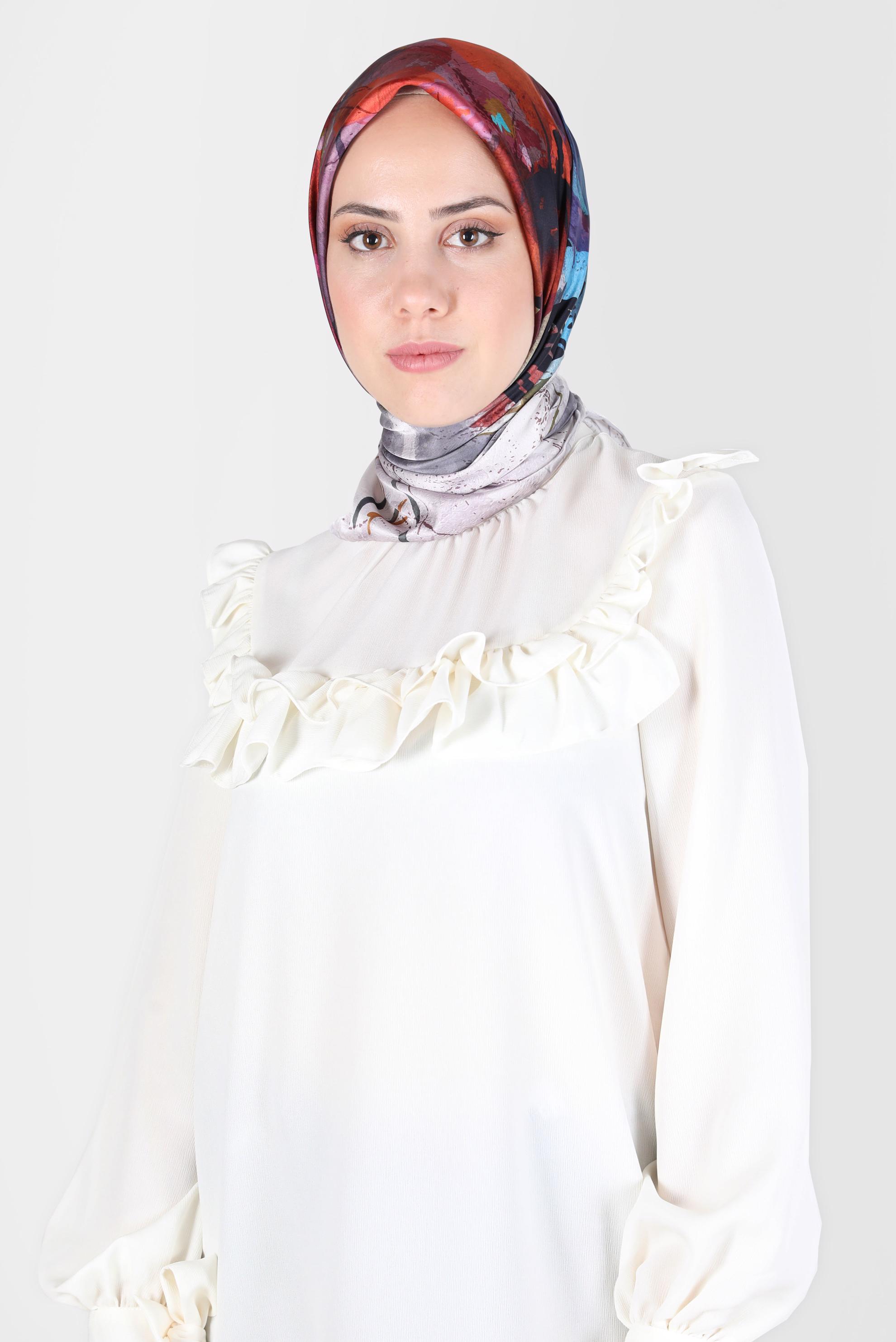 Tesettür giyim MOR ALVİNA DİJİTAL SURA EŞARP 8118 