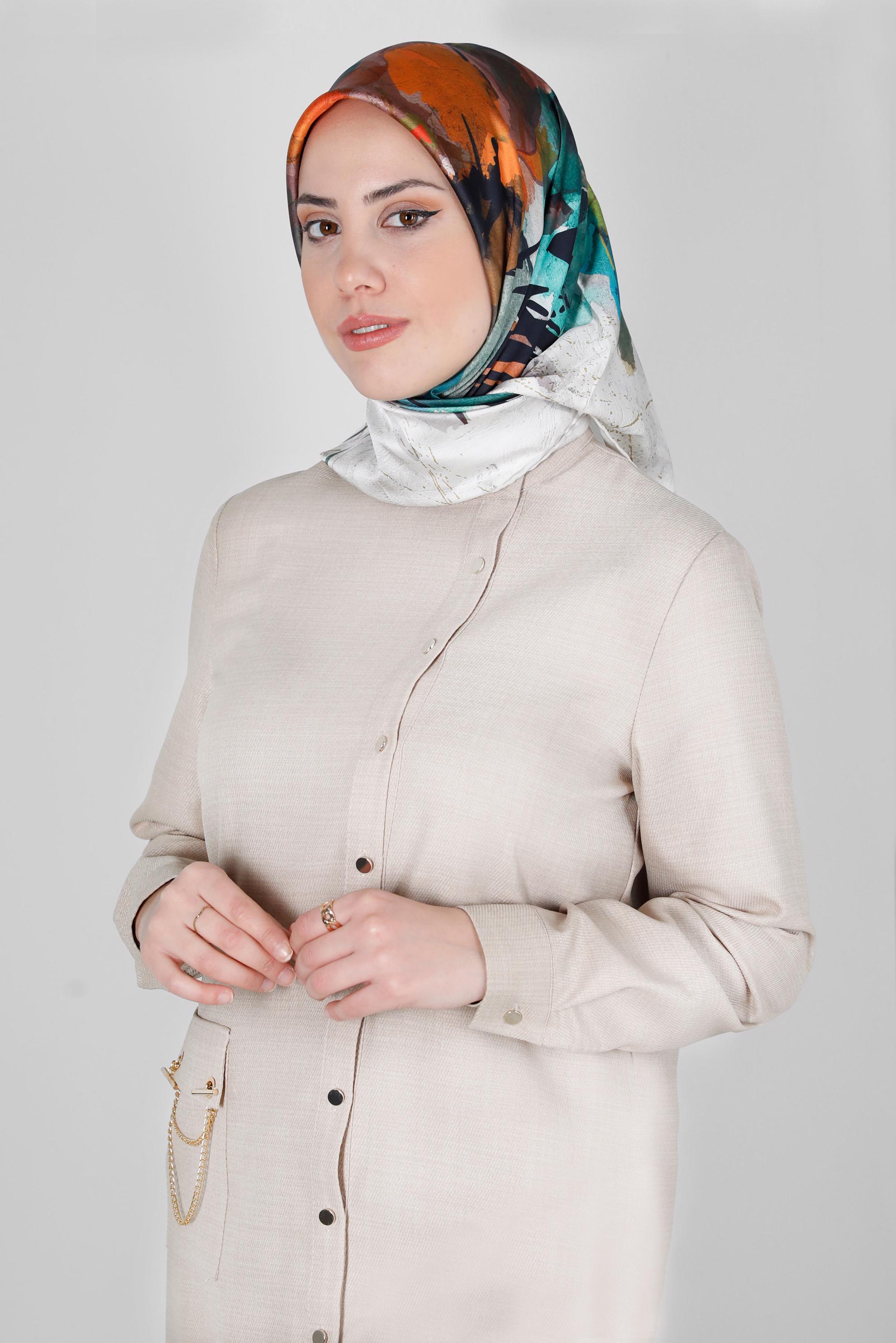 Tesettür giyim YEŞİL ALVİNA DİJİTAL SURA EŞARP 8118 