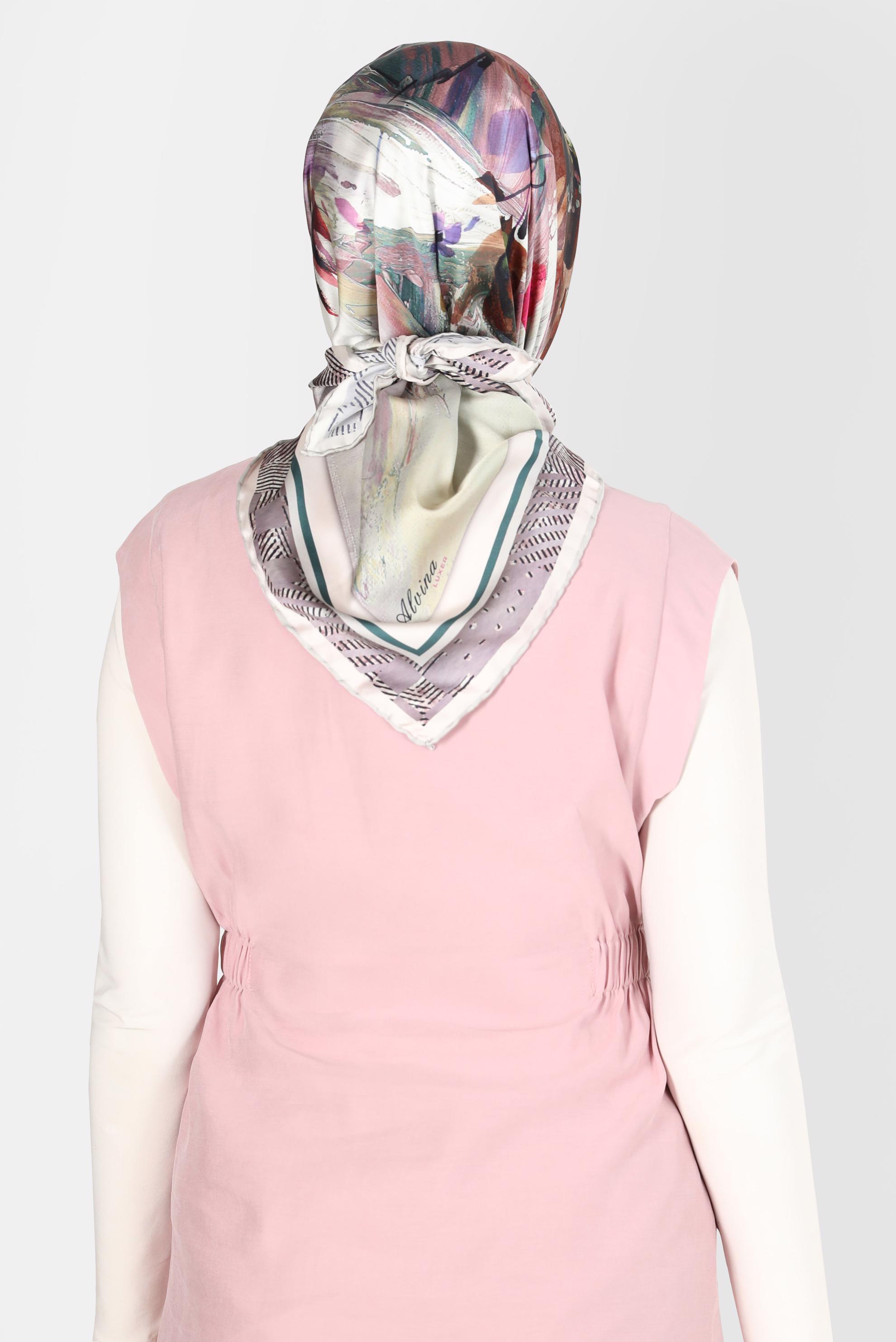 Tesettür giyim BEJ ALVİNA DİJİTAL SURA EŞARP 8120