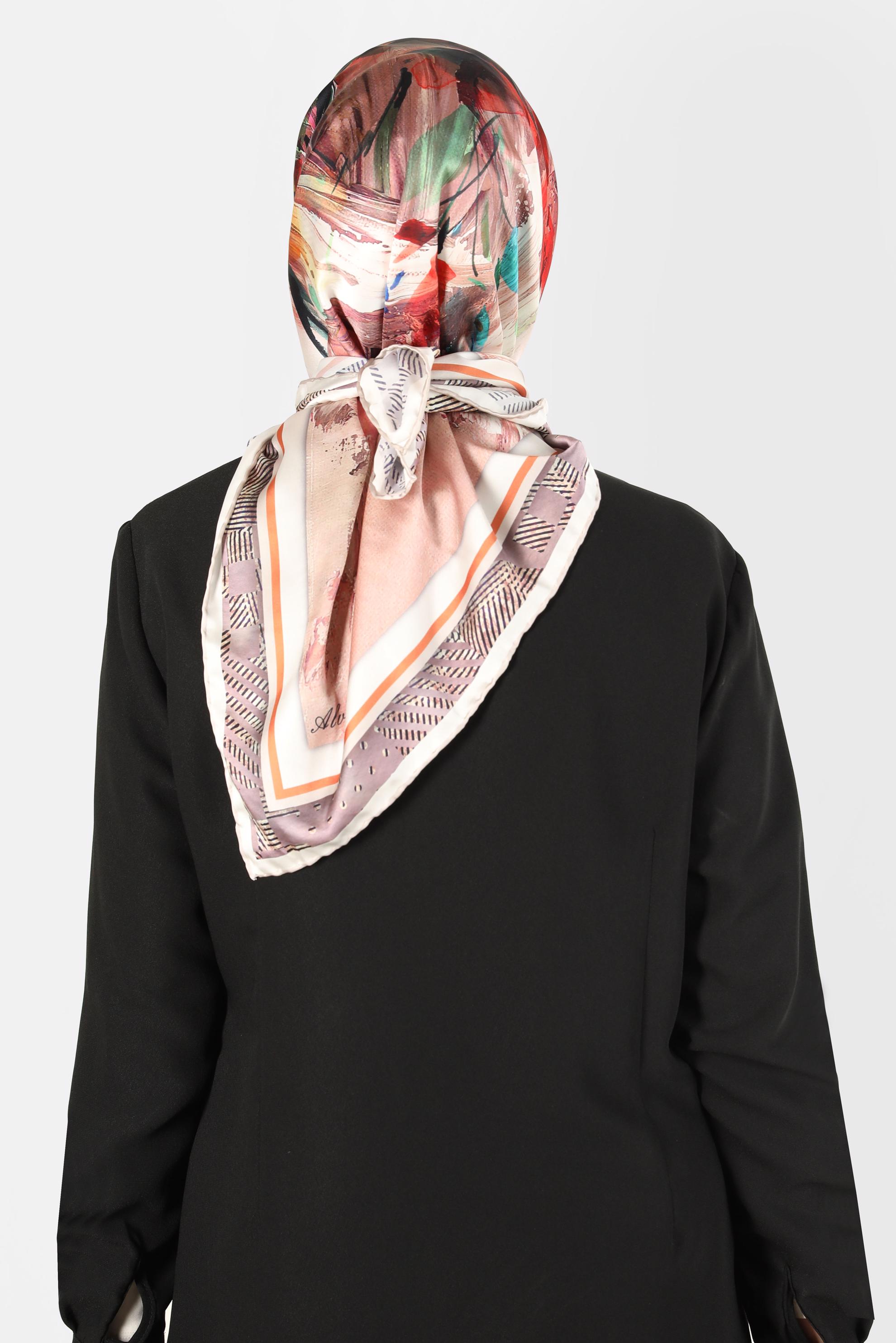 Tesettür giyim TURUNCU ALVİNA DİJİTAL SURA EŞARP 8120