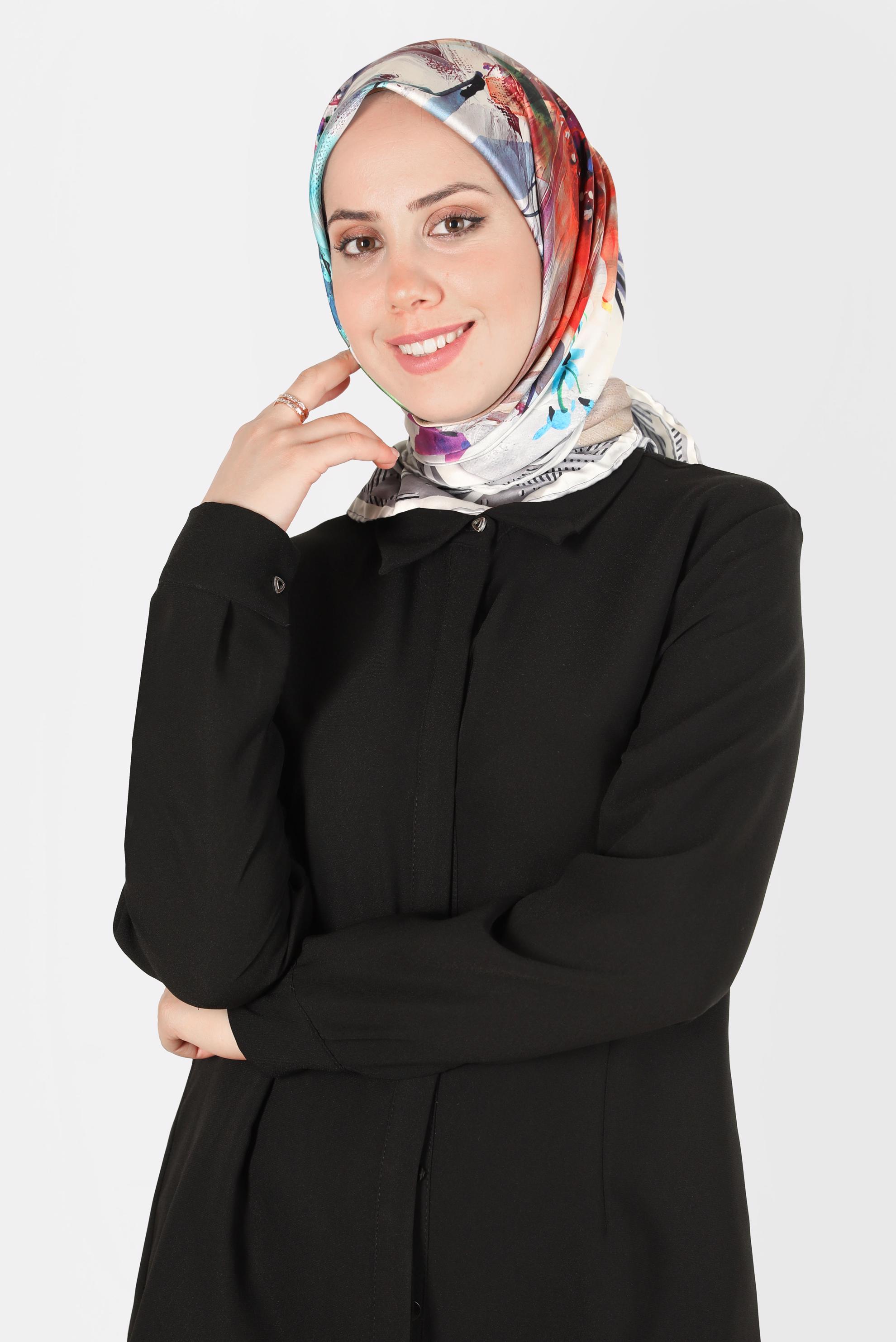 Tesettür giyim GÜMÜŞ ALVİNA DİJİTAL SURA EŞARP 8120