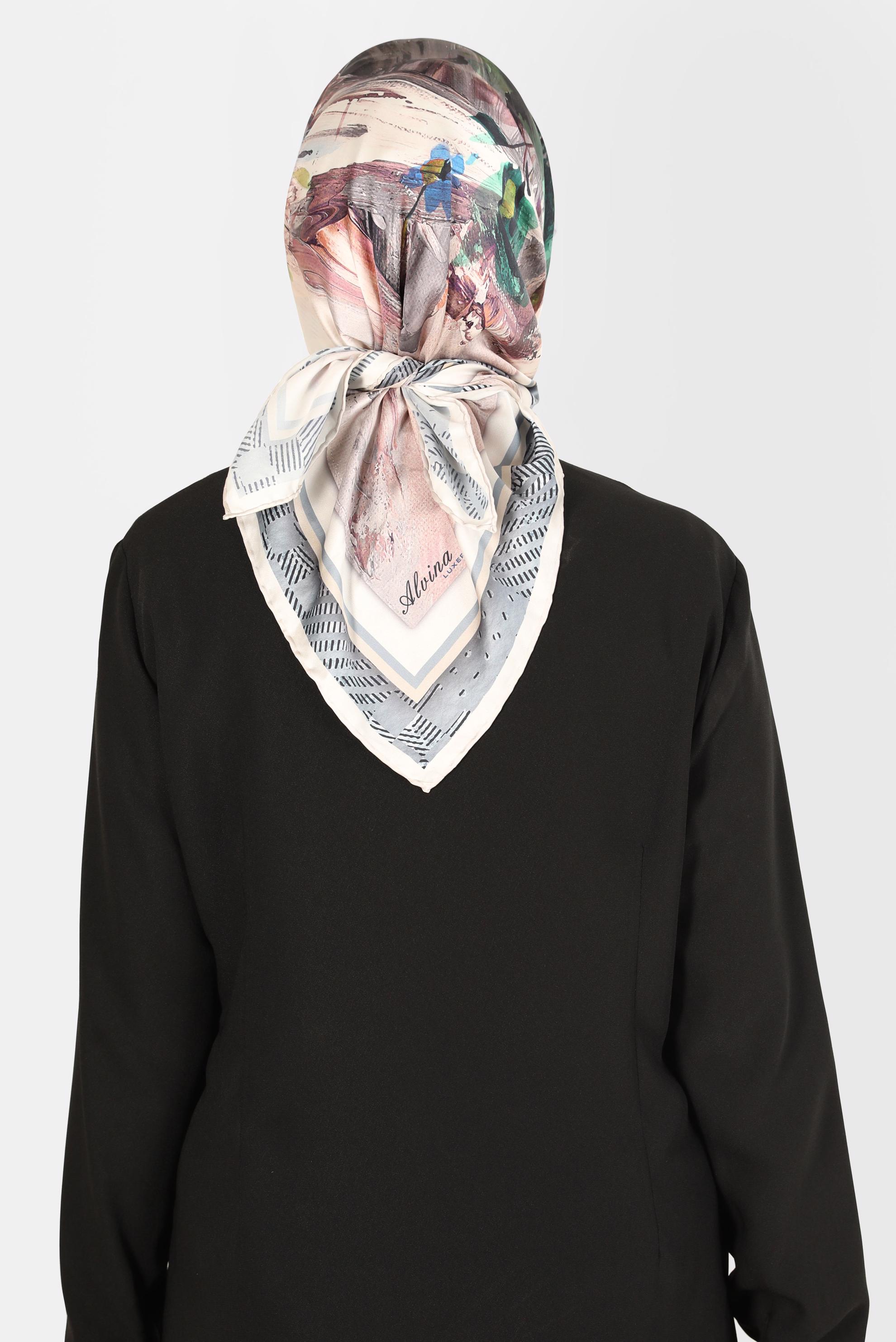 Tesettür giyim BEJ ALVİNA DİJİTAL SURA EŞARP 8120