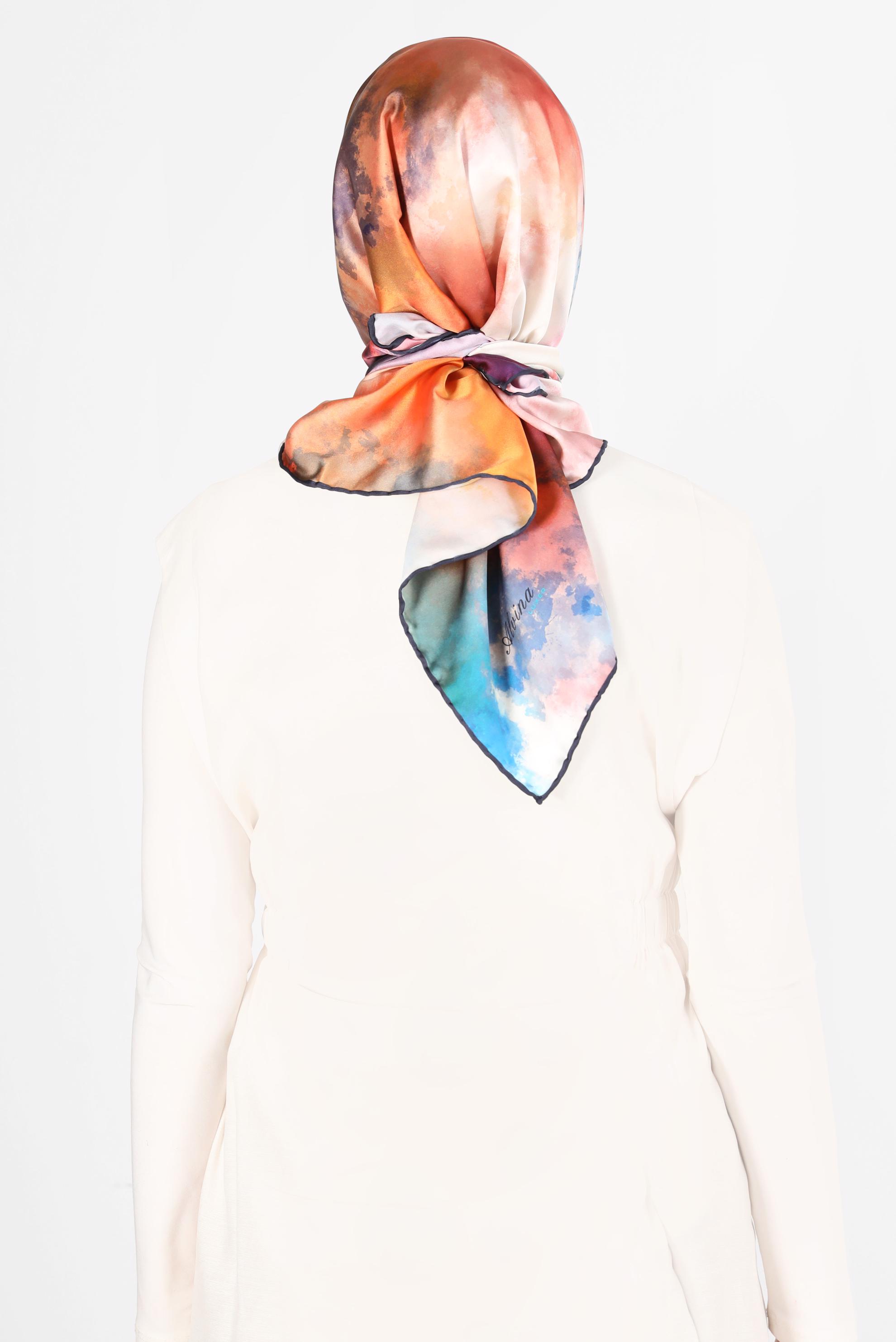 Tesettür giyim LACİVERT ALVİNA DİJİTAL SURA EŞARP 8122