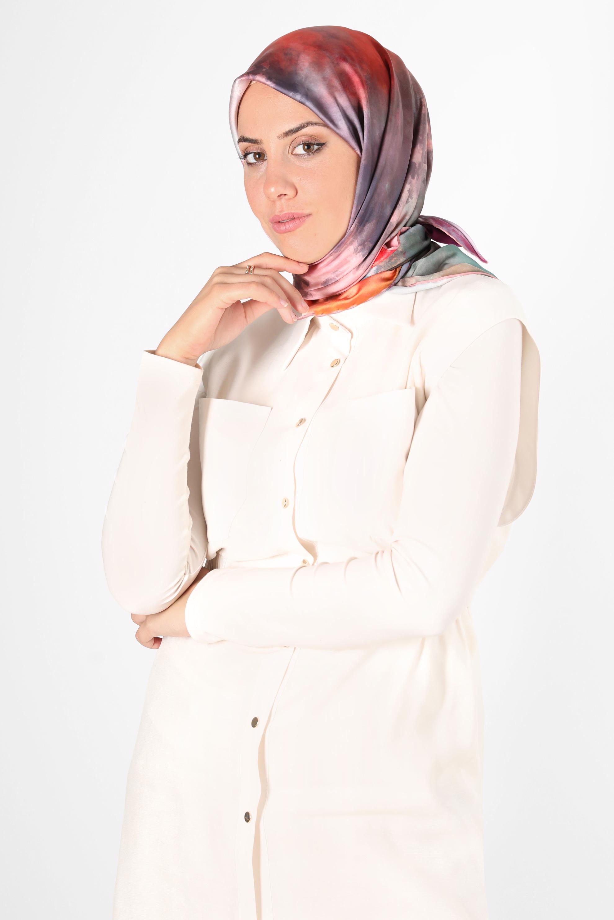 Tesettür giyim PUDRA ALVİNA DİJİTAL SURA EŞARP 8122