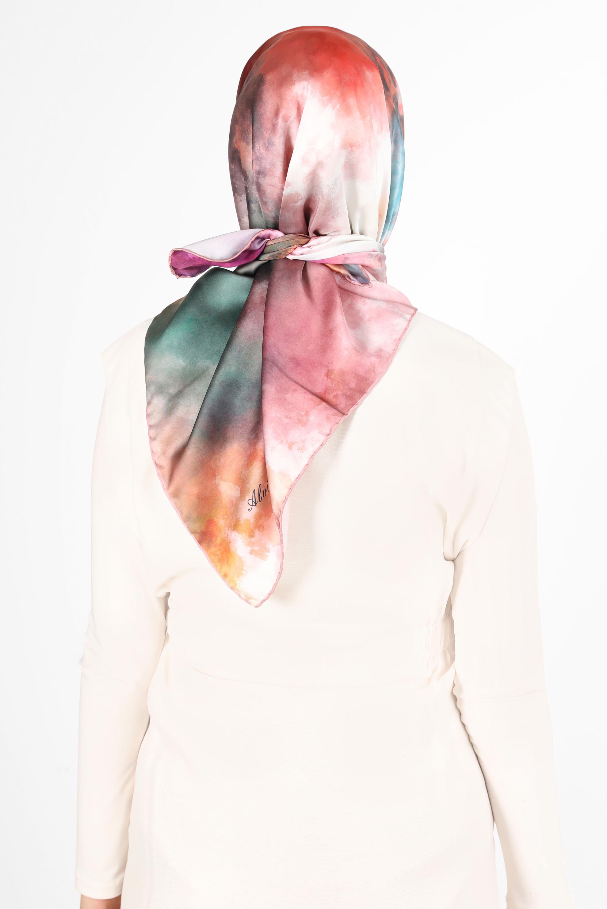 Tesettür giyim PUDRA ALVİNA DİJİTAL SURA EŞARP 8122