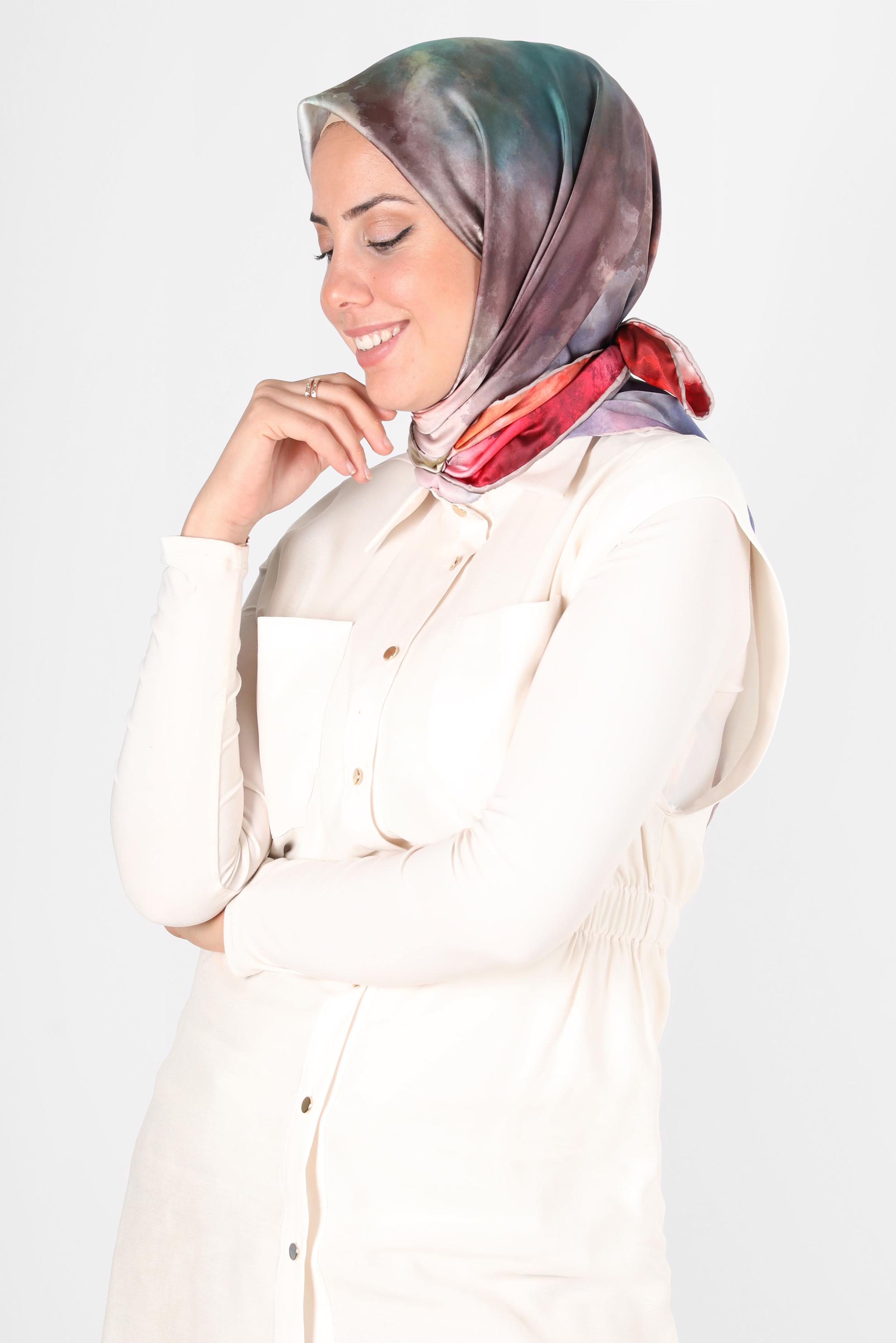 Tesettür giyim VİZON ALVİNA DİJİTAL SURA EŞARP 8122