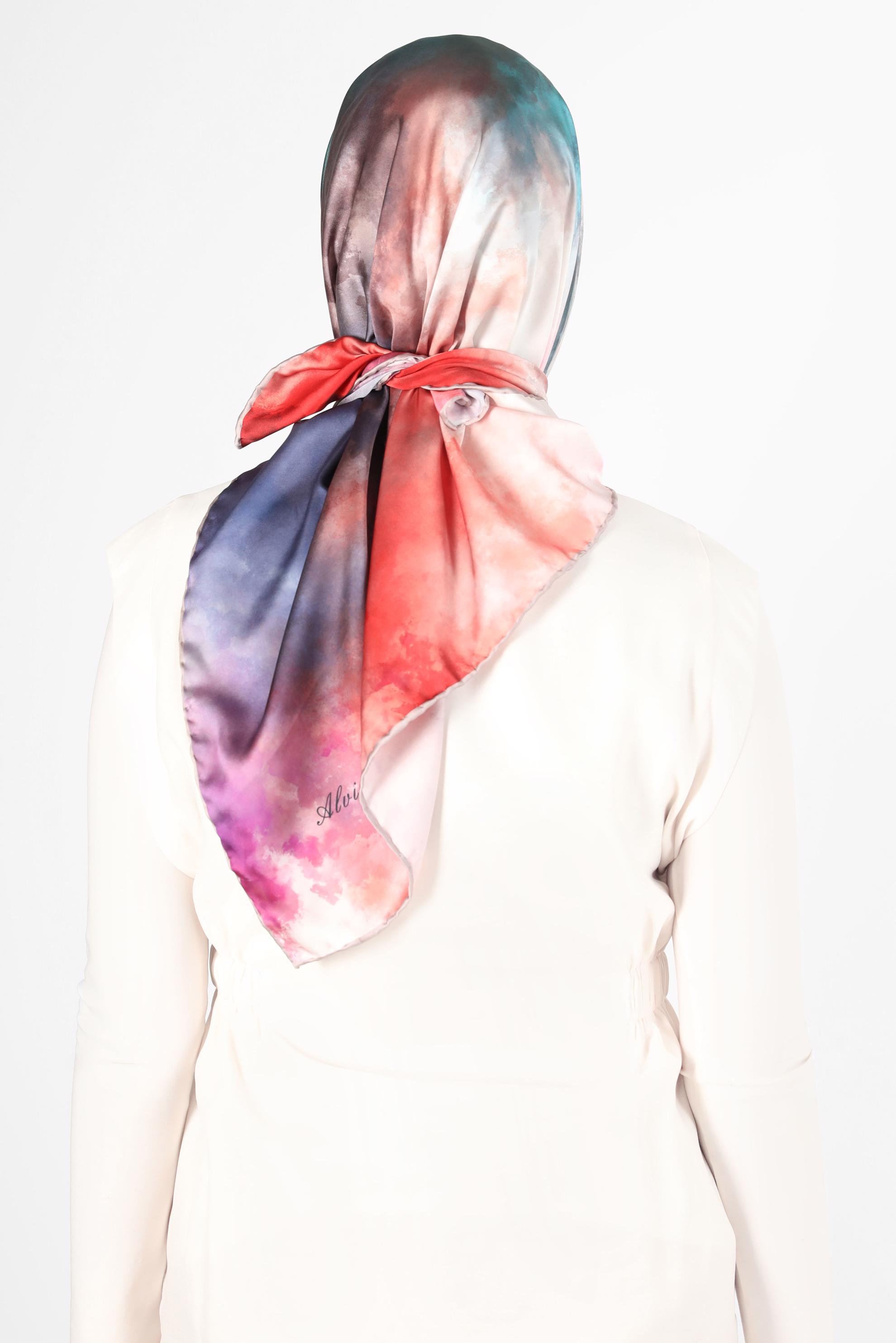 Tesettür giyim VİZON ALVİNA DİJİTAL SURA EŞARP 8122