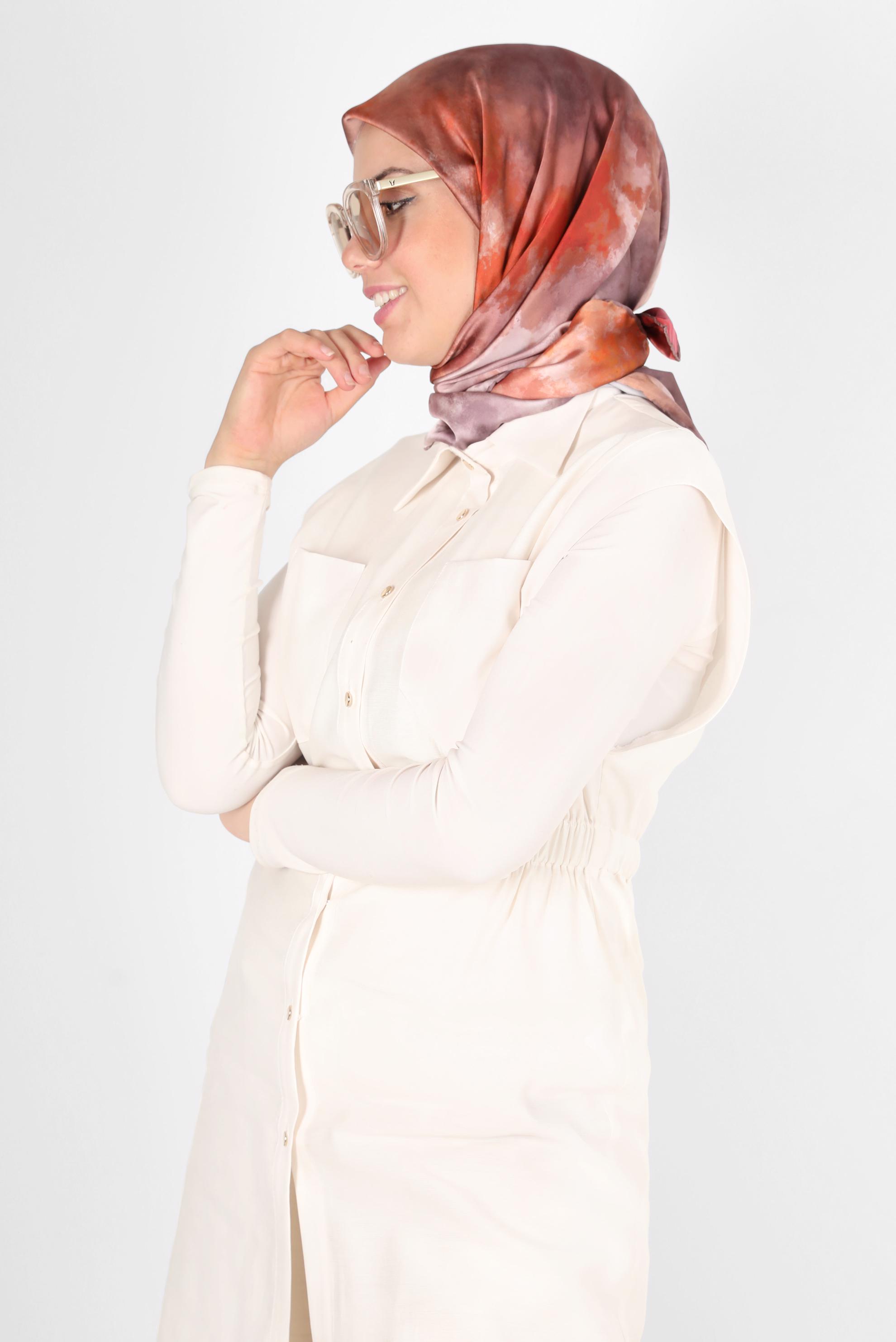 Tesettür giyim KAHVE ALVİNA DİJİTAL SURA EŞARP 8122