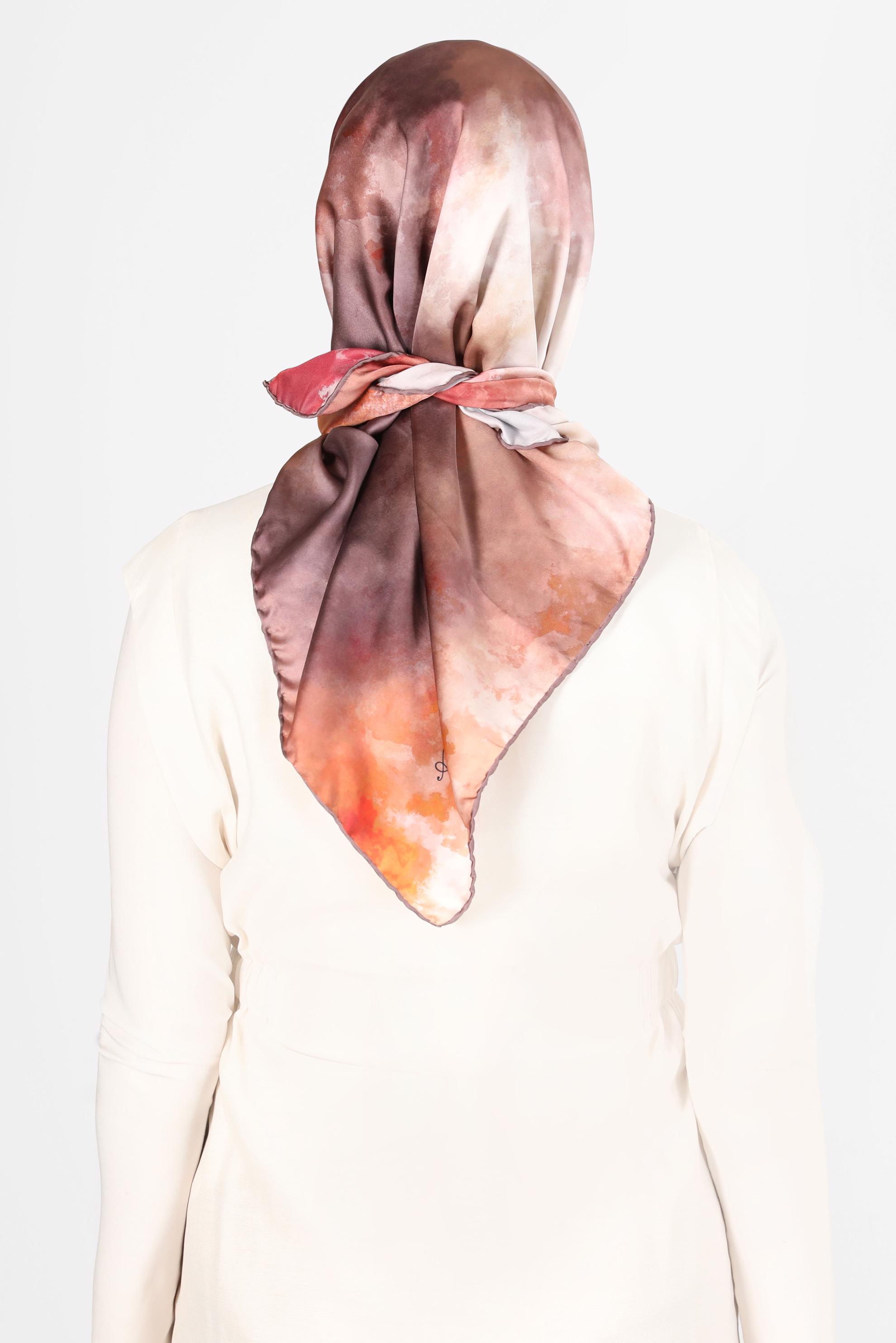 Tesettür giyim KAHVE ALVİNA DİJİTAL SURA EŞARP 8122