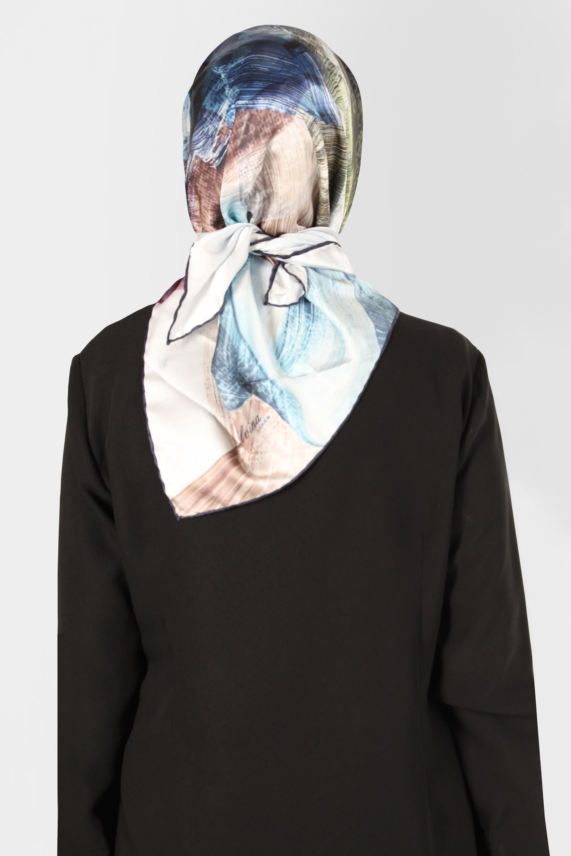 Tesettür giyim LACİVERT ALVİNA DİJİTAL SURA EŞARP 8123 