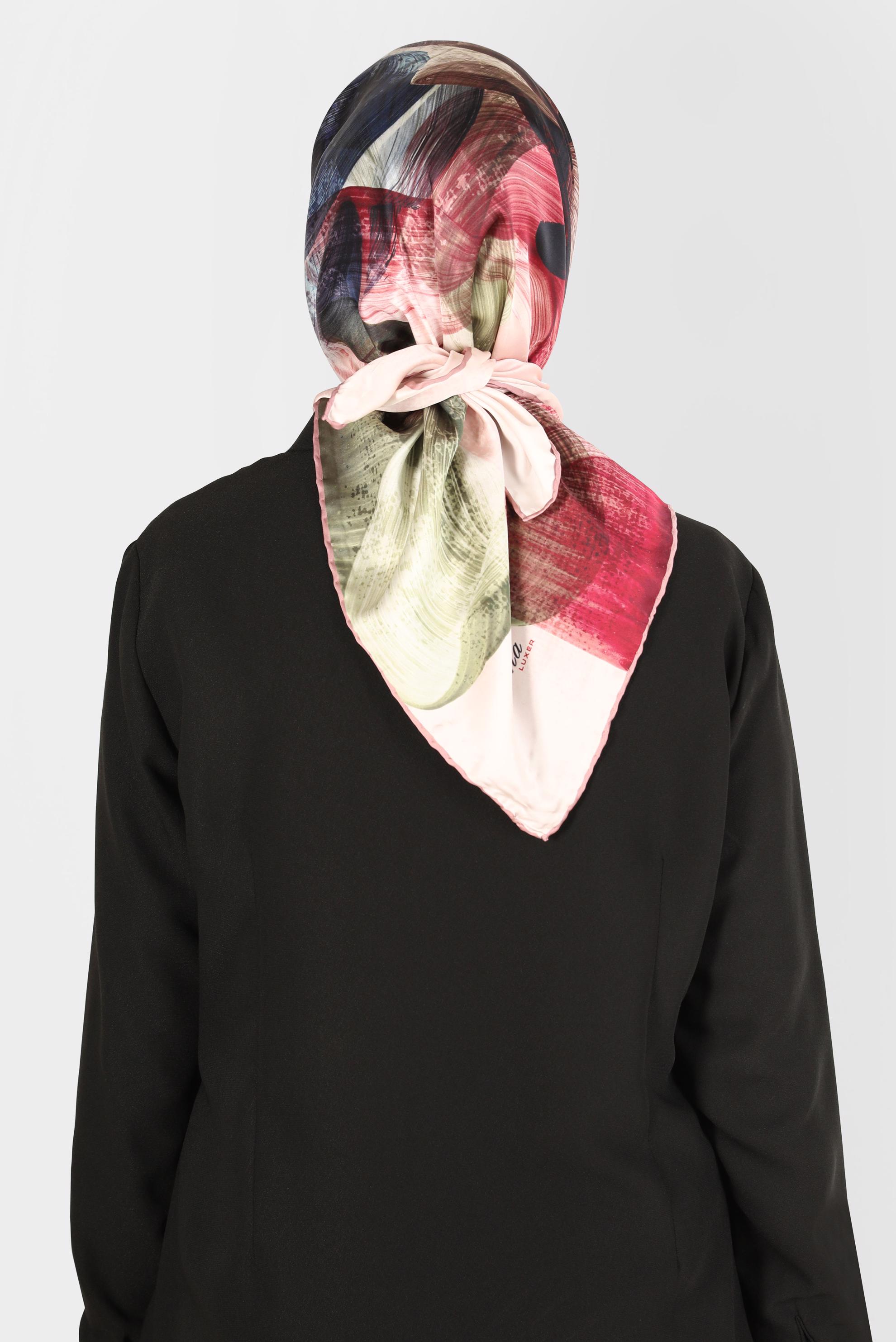 Tesettür giyim PEMBE ALVİNA DİJİTAL SURA EŞARP 8123 