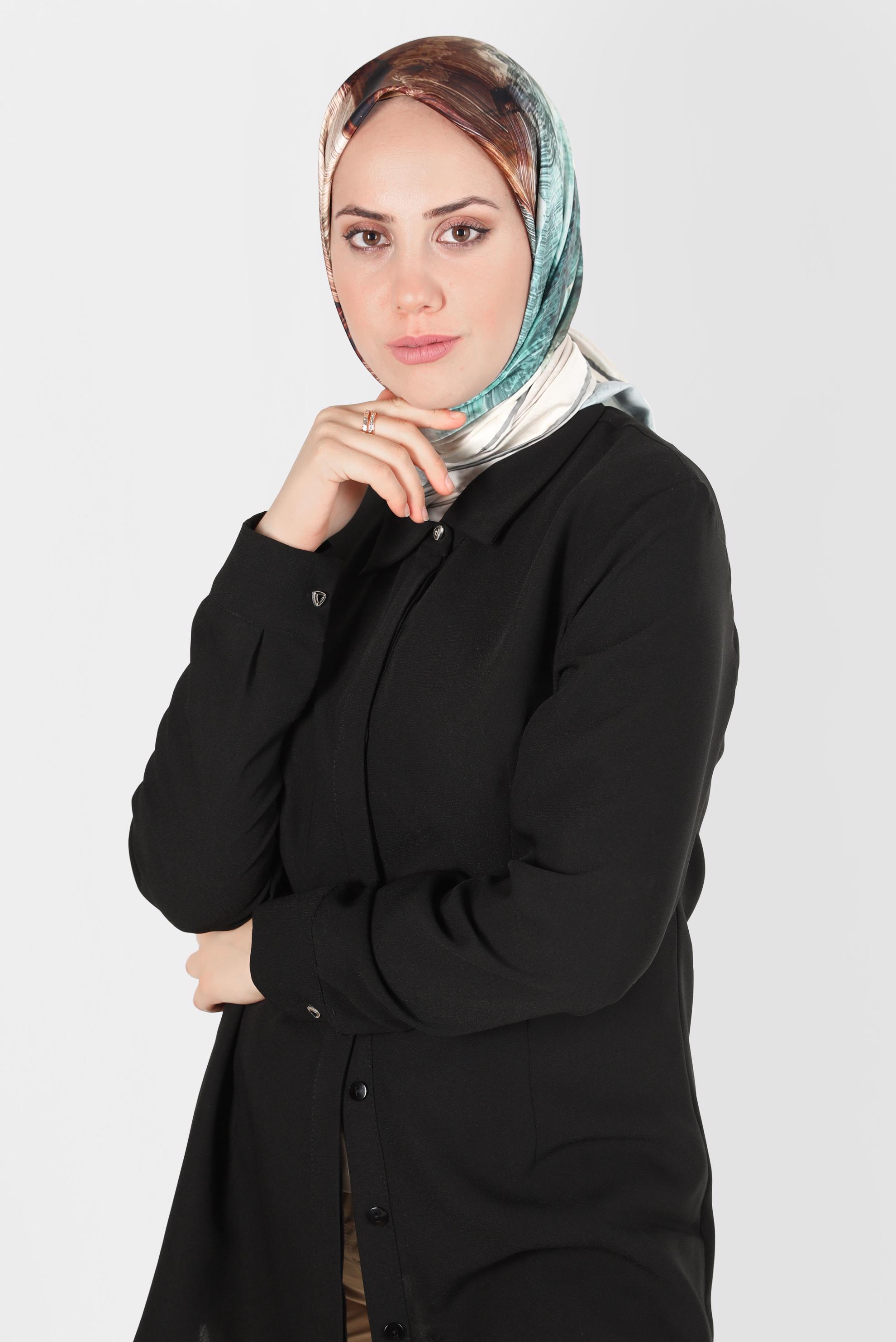 Tesettür giyim YEŞİL ALVİNA DİJİTAL SURA EŞARP 8123 