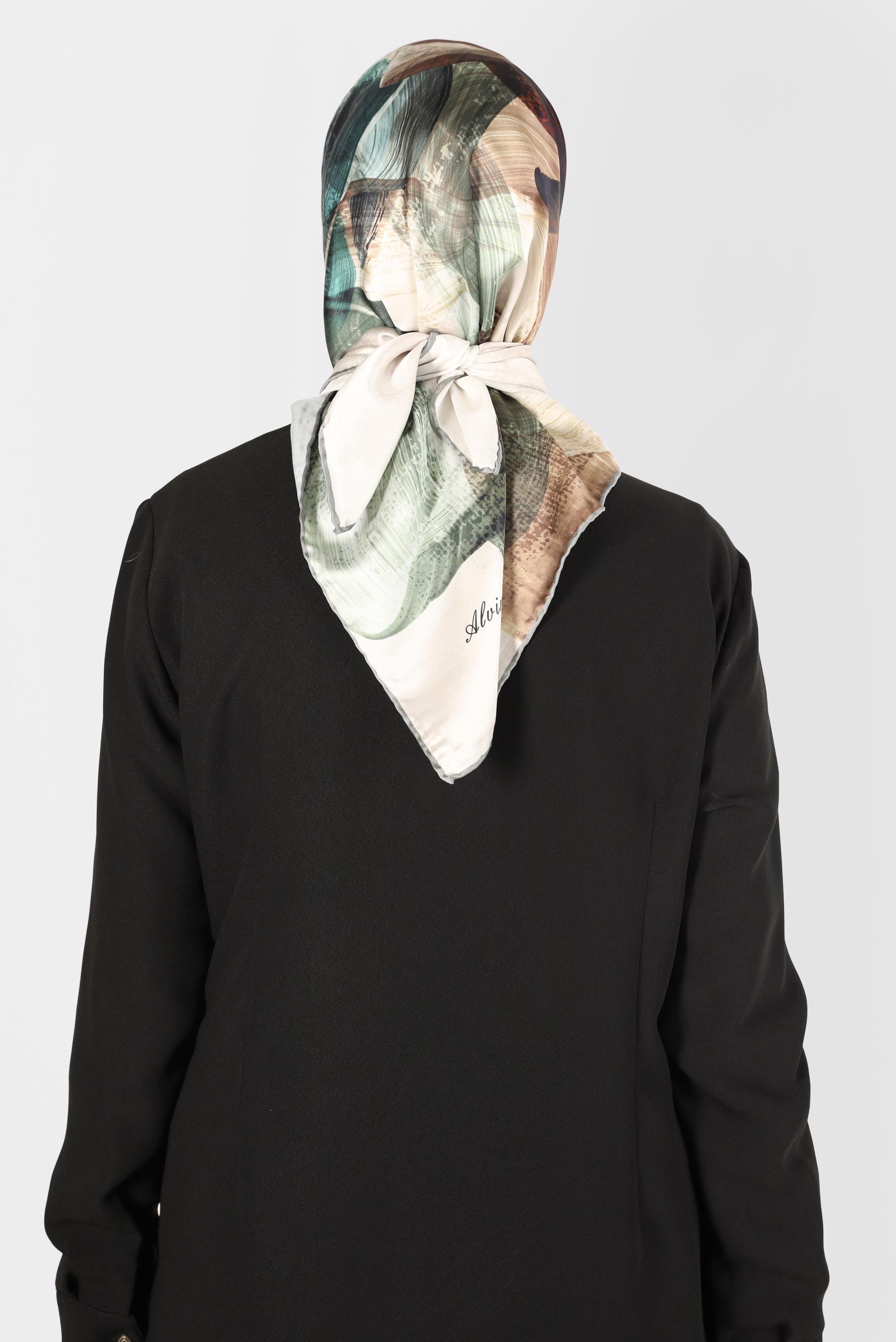 Tesettür giyim YEŞİL ALVİNA DİJİTAL SURA EŞARP 8123 