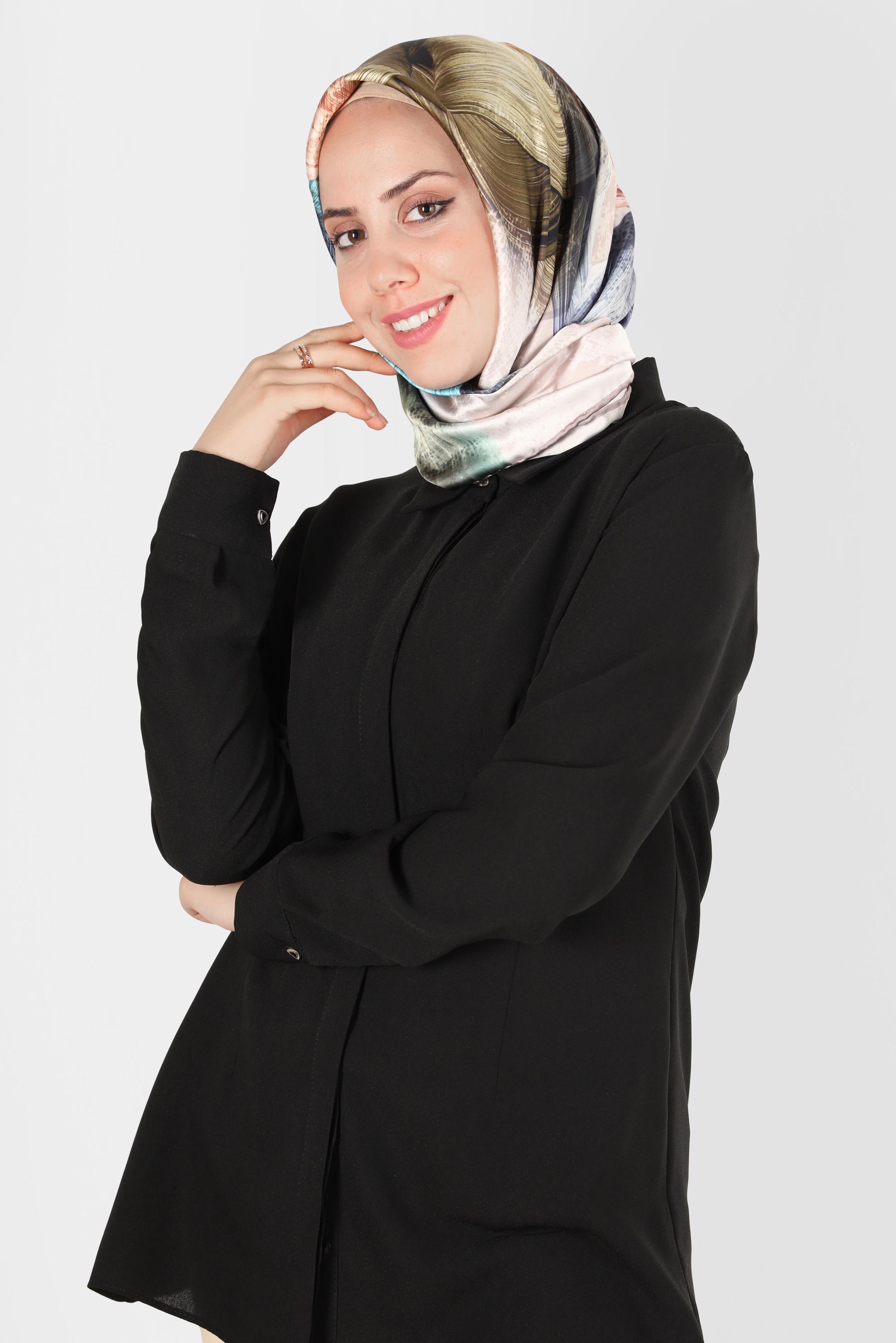 Tesettür giyim VİZON ALVİNA DİJİTAL SURA EŞARP 8123 