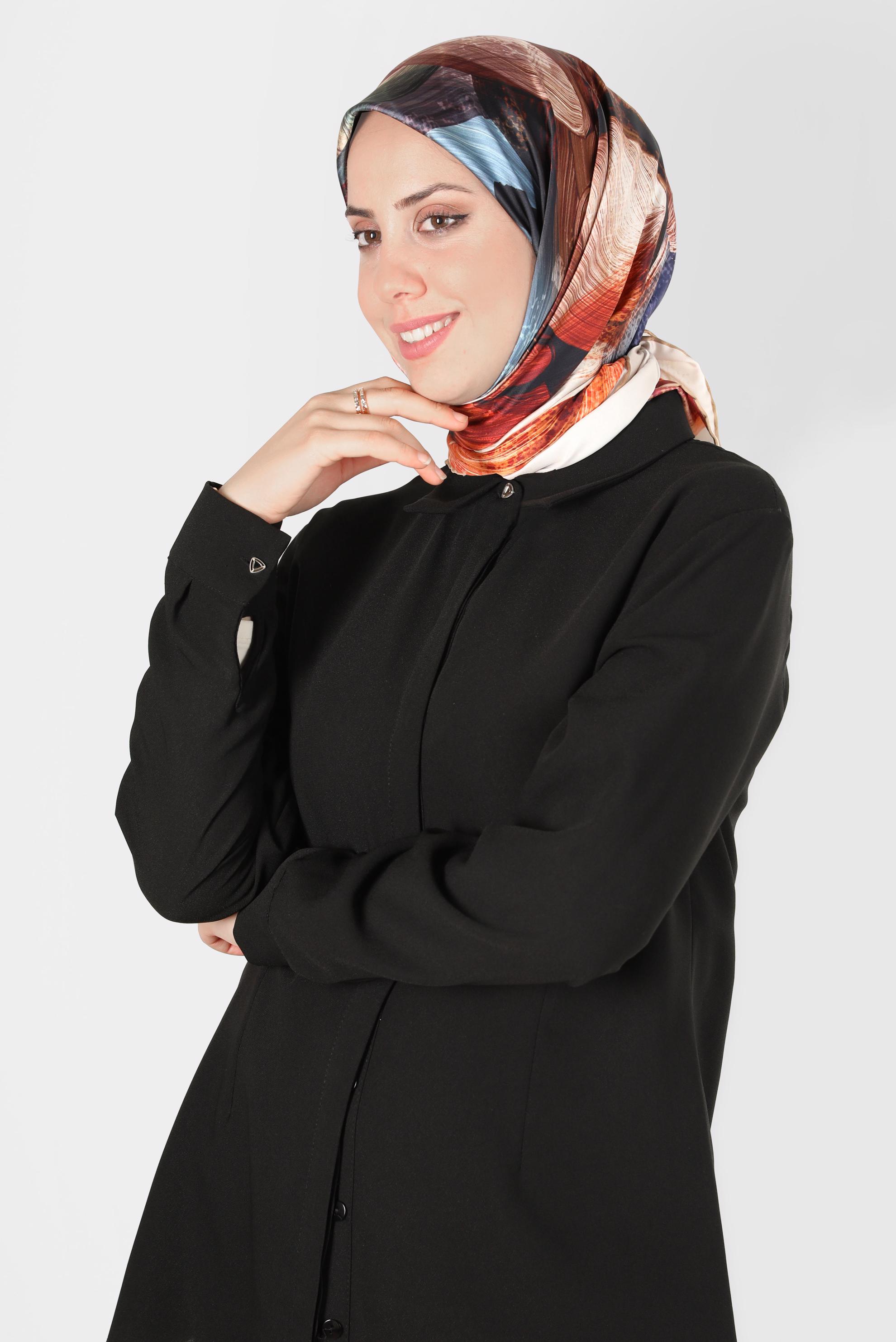 Tesettür giyim KAHVE ALVİNA DİJİTAL SURA EŞARP 8123 