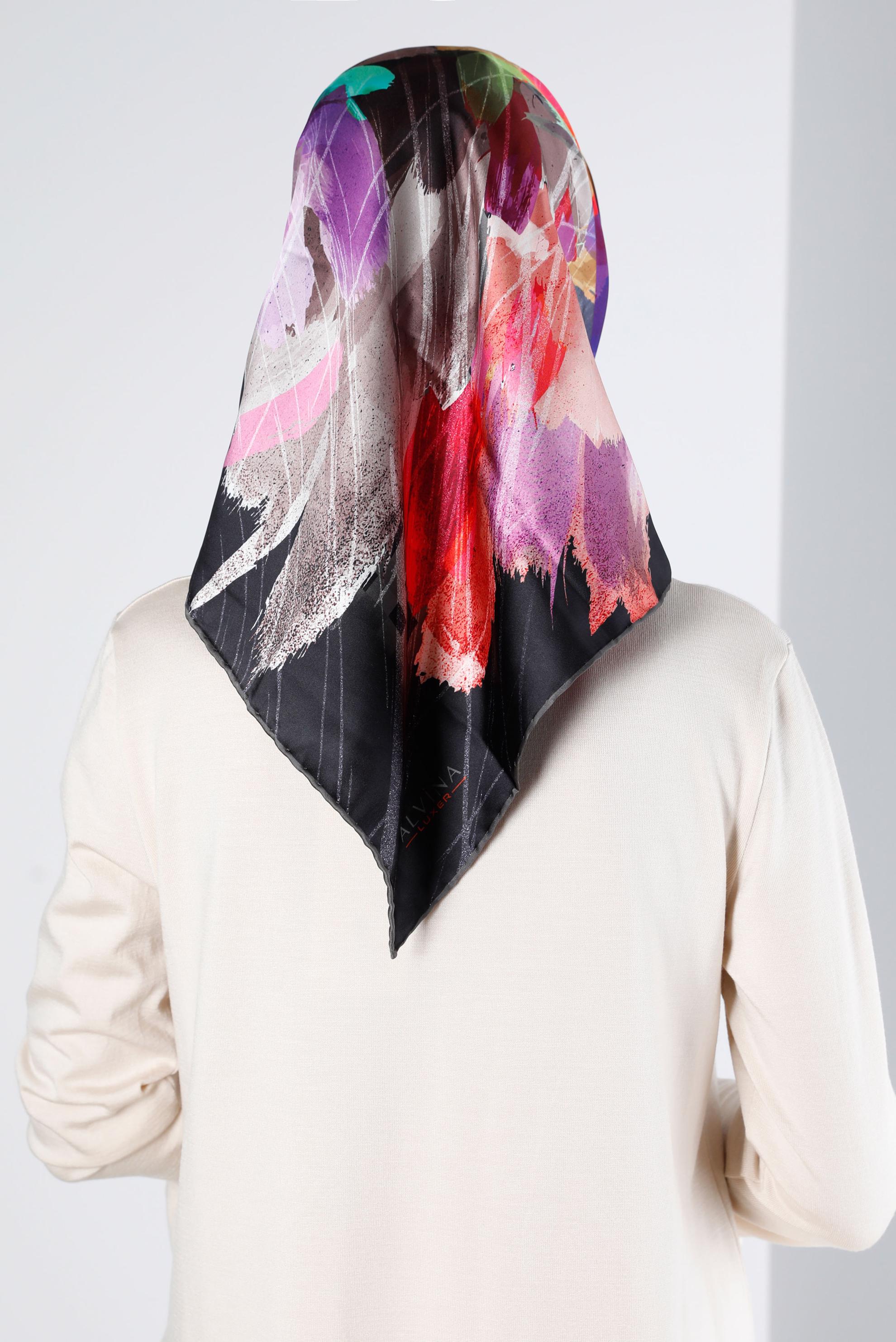 Tesettür giyim SİYAH ALVİNA DİJİTAL SURA EŞARP 8124 