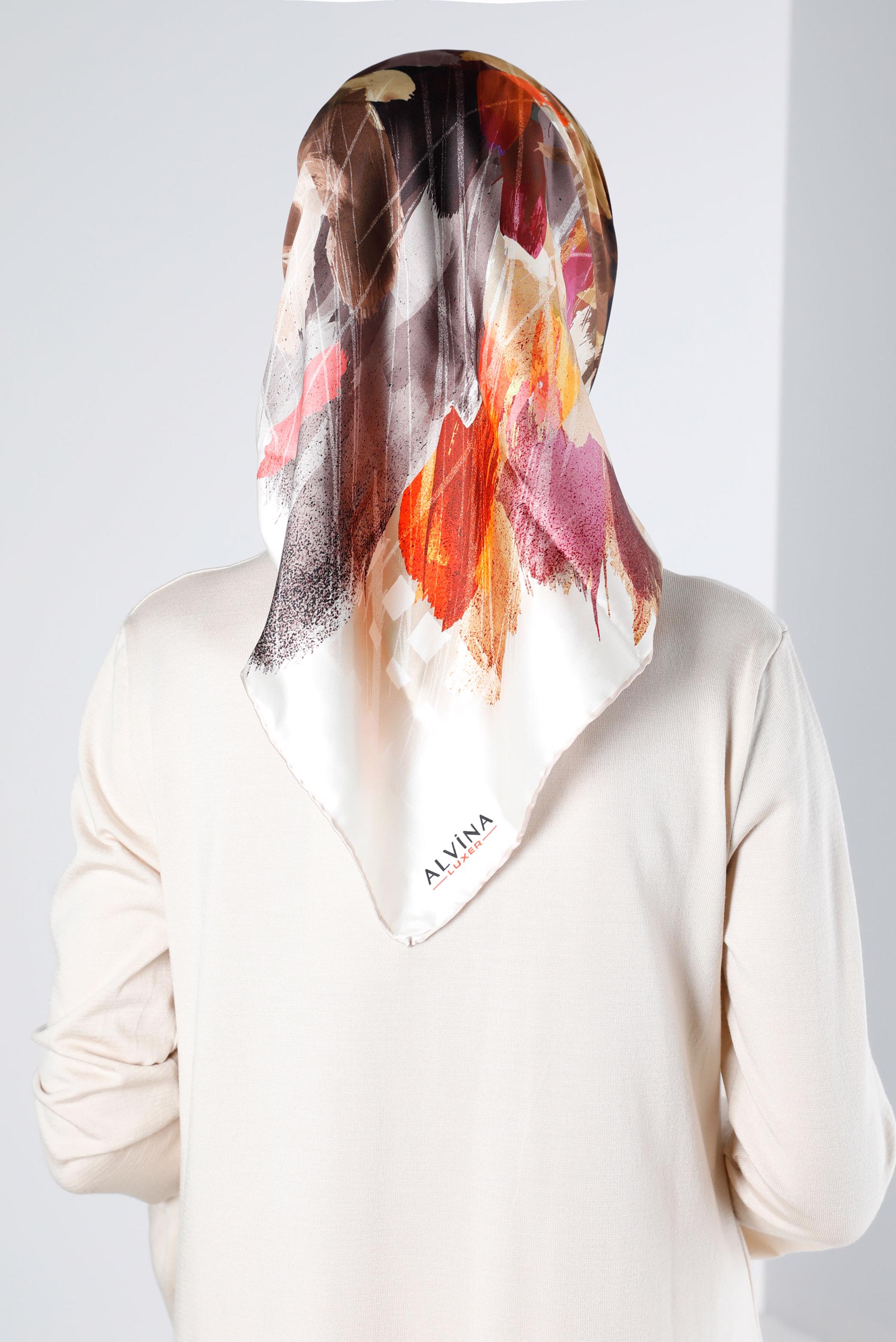 Tesettür giyim KAHVE ALVİNA DİJİTAL SURA EŞARP 8124 