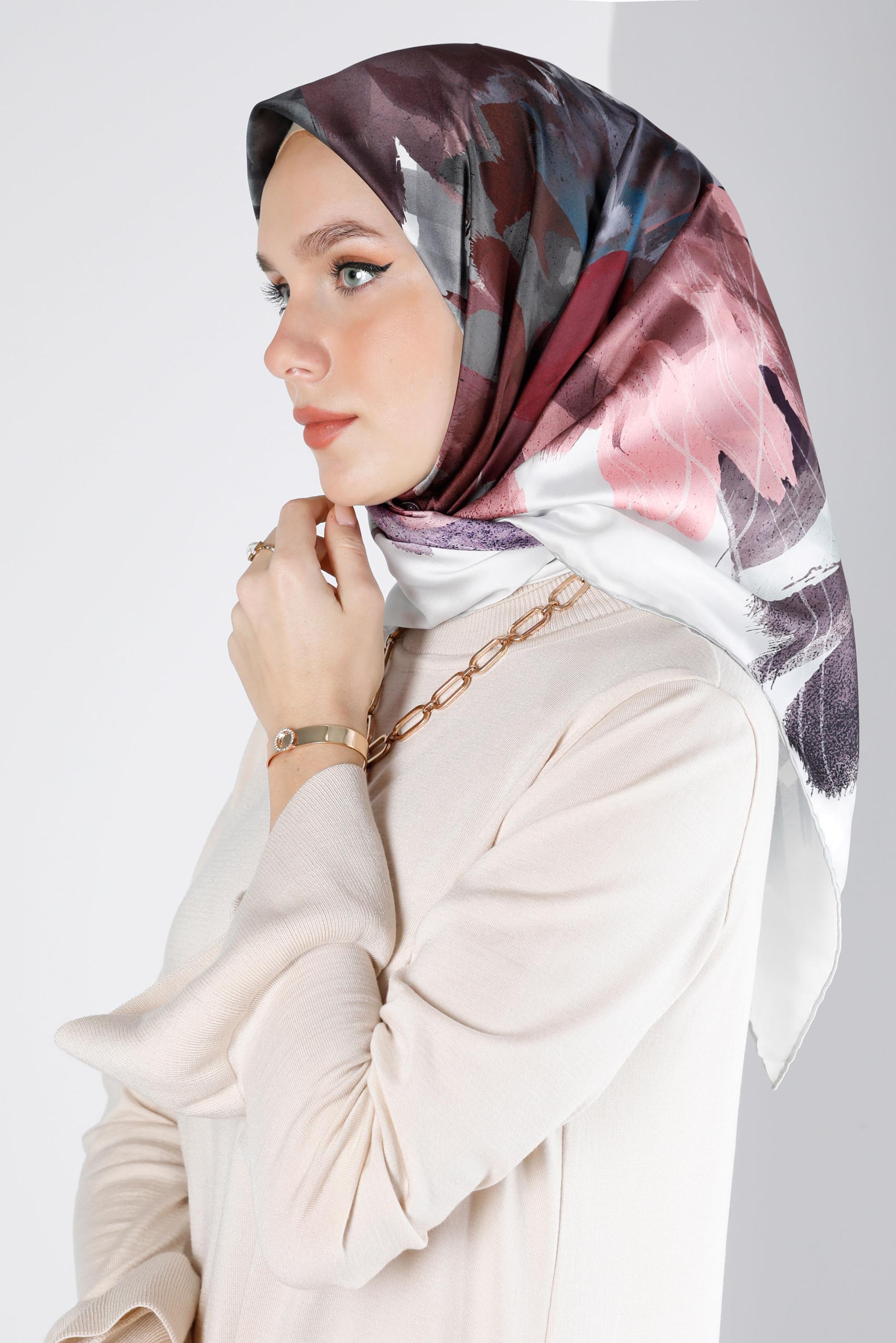 Tesettür giyim GÜMÜŞ ALVİNA DİJİTAL SURA EŞARP 8124 