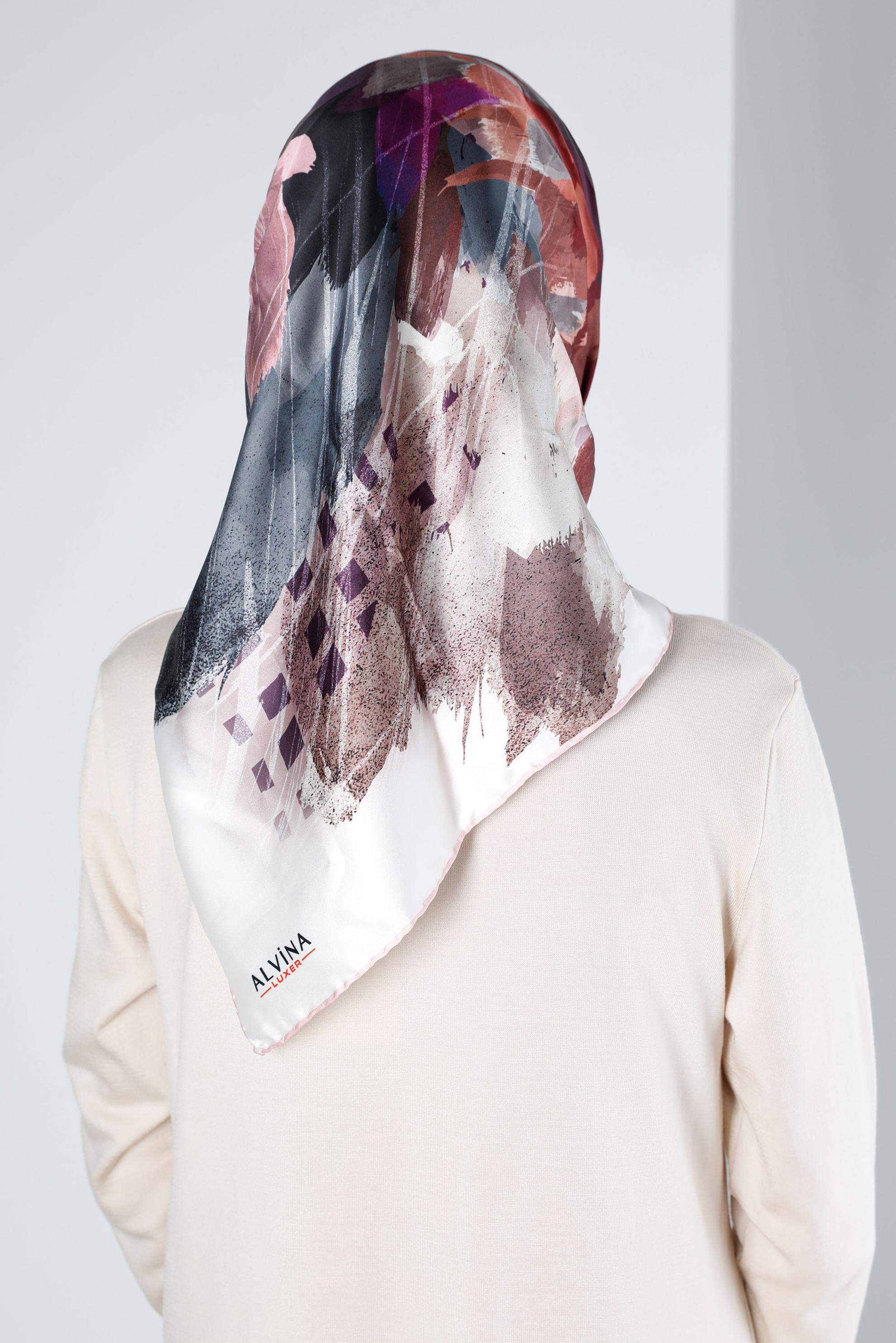 Tesettür giyim PUDRA ALVİNA DİJİTAL SURA EŞARP 8124 