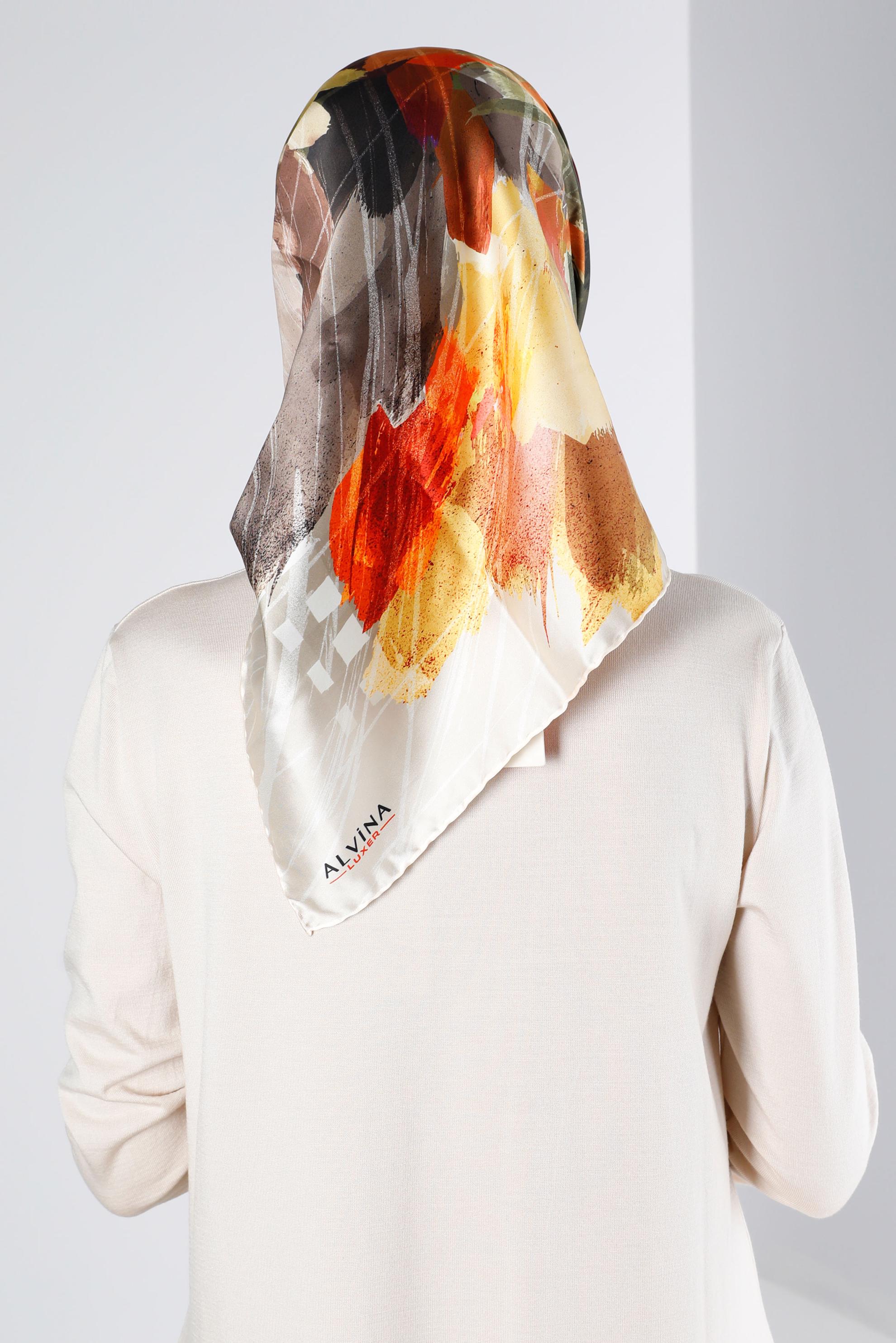 Tesettür giyim BEYAZ ALVİNA DİJİTAL SURA EŞARP 8124 