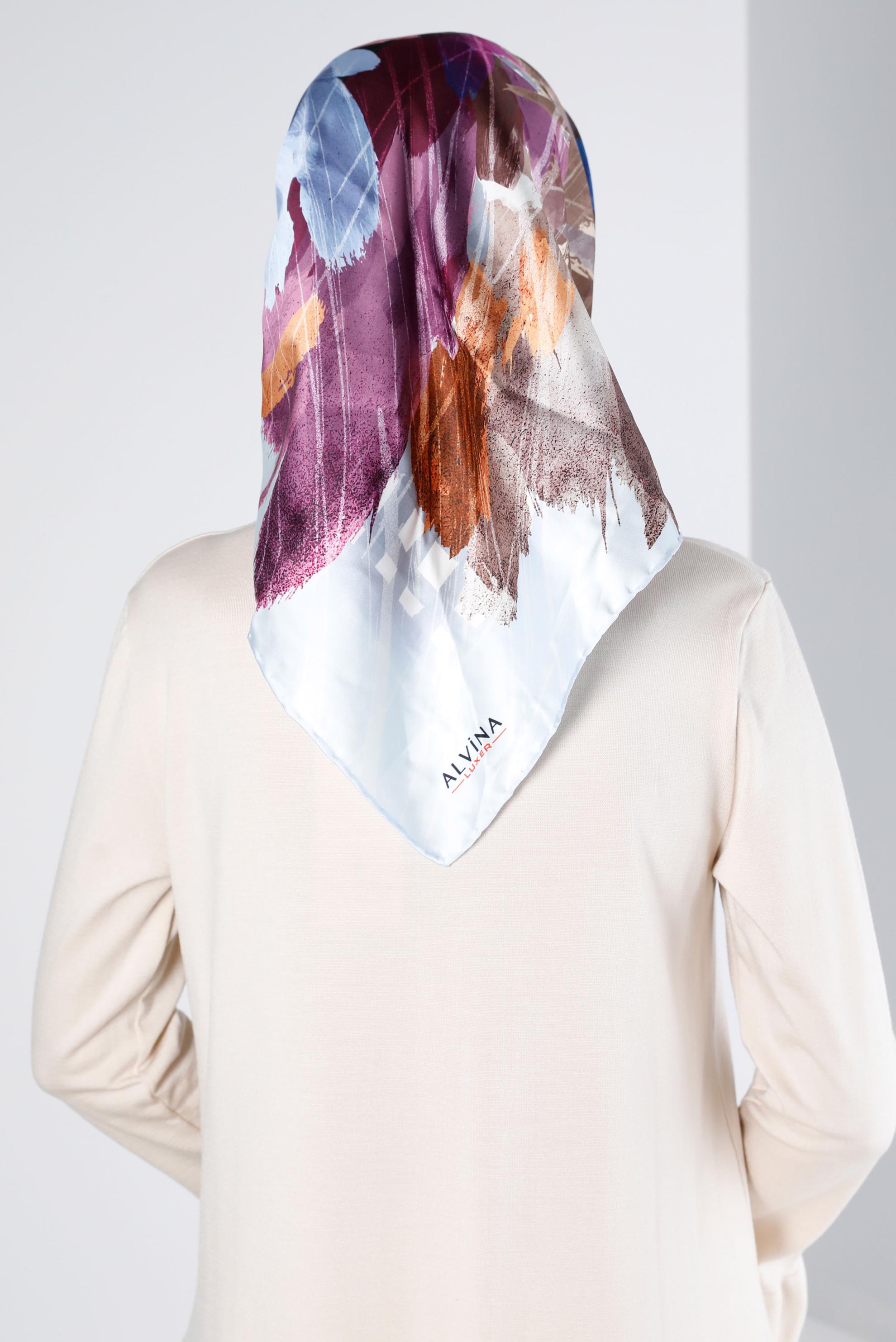 Tesettür giyim MAVİ ALVİNA DİJİTAL SURA EŞARP 8124 