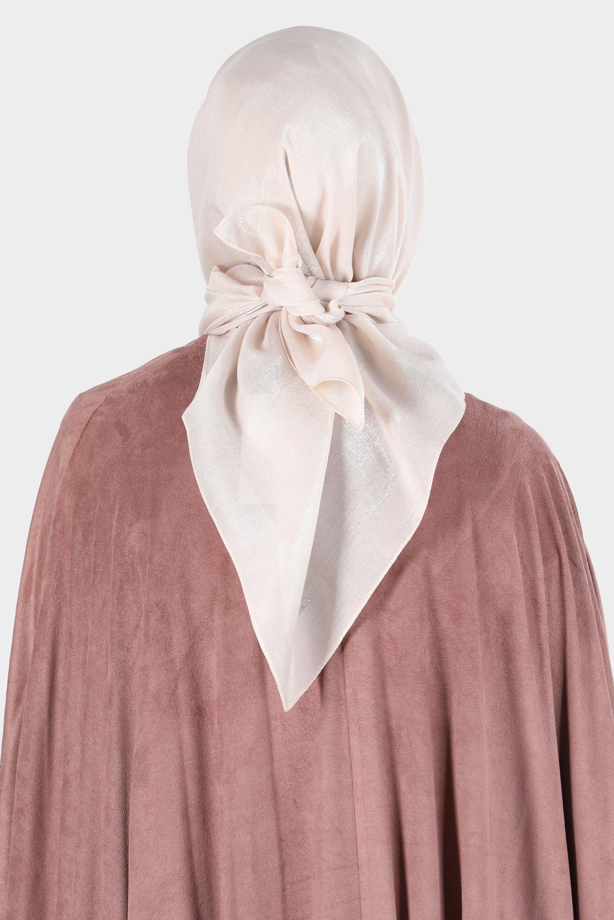 Tesettür giyim BEJ ALVİNA PARILTI BANTLI EŞARP 8126